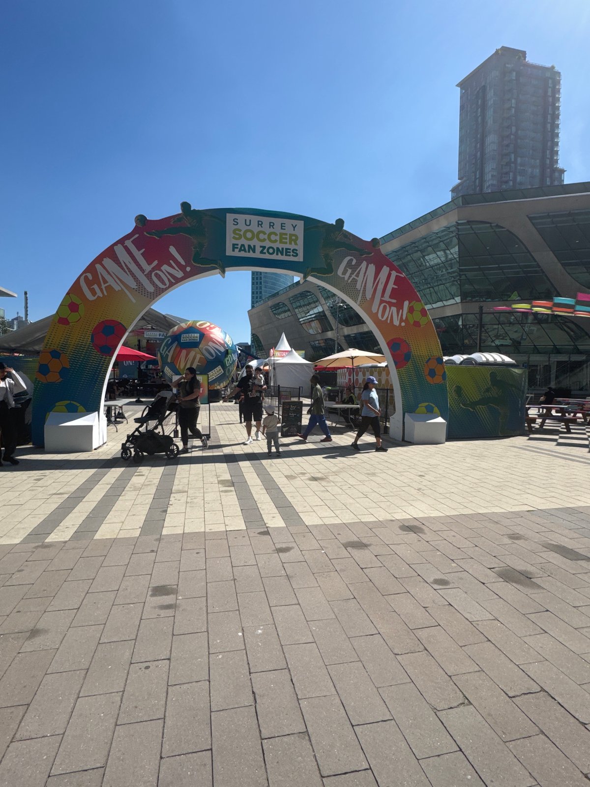 Surrey City Hall hosts a lively outdoor soccer fan zone