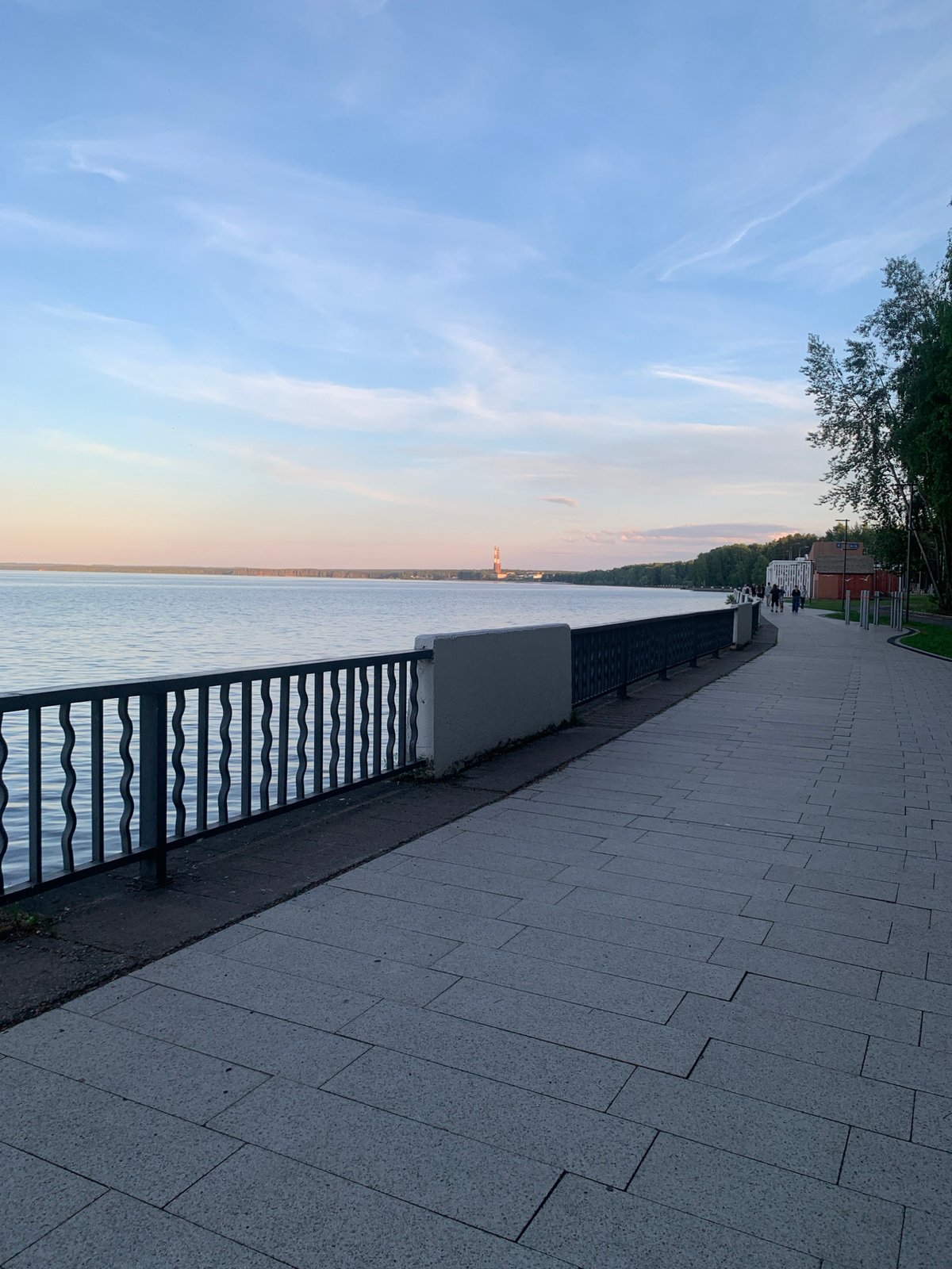 Golden hour on the Kama River promenade in Chaikovsky