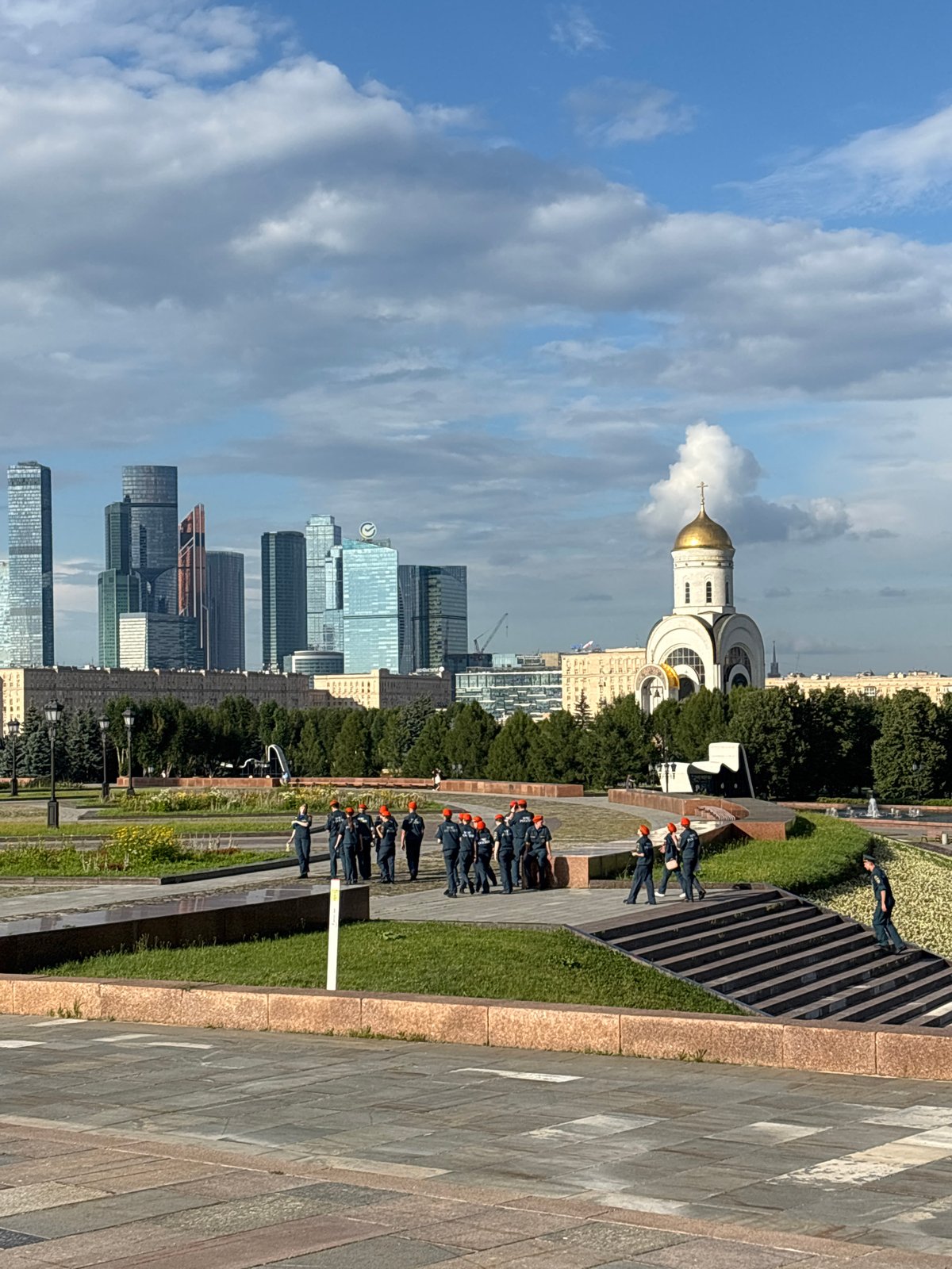 Victory Park on Poklonnaya Hill on a clear summer day