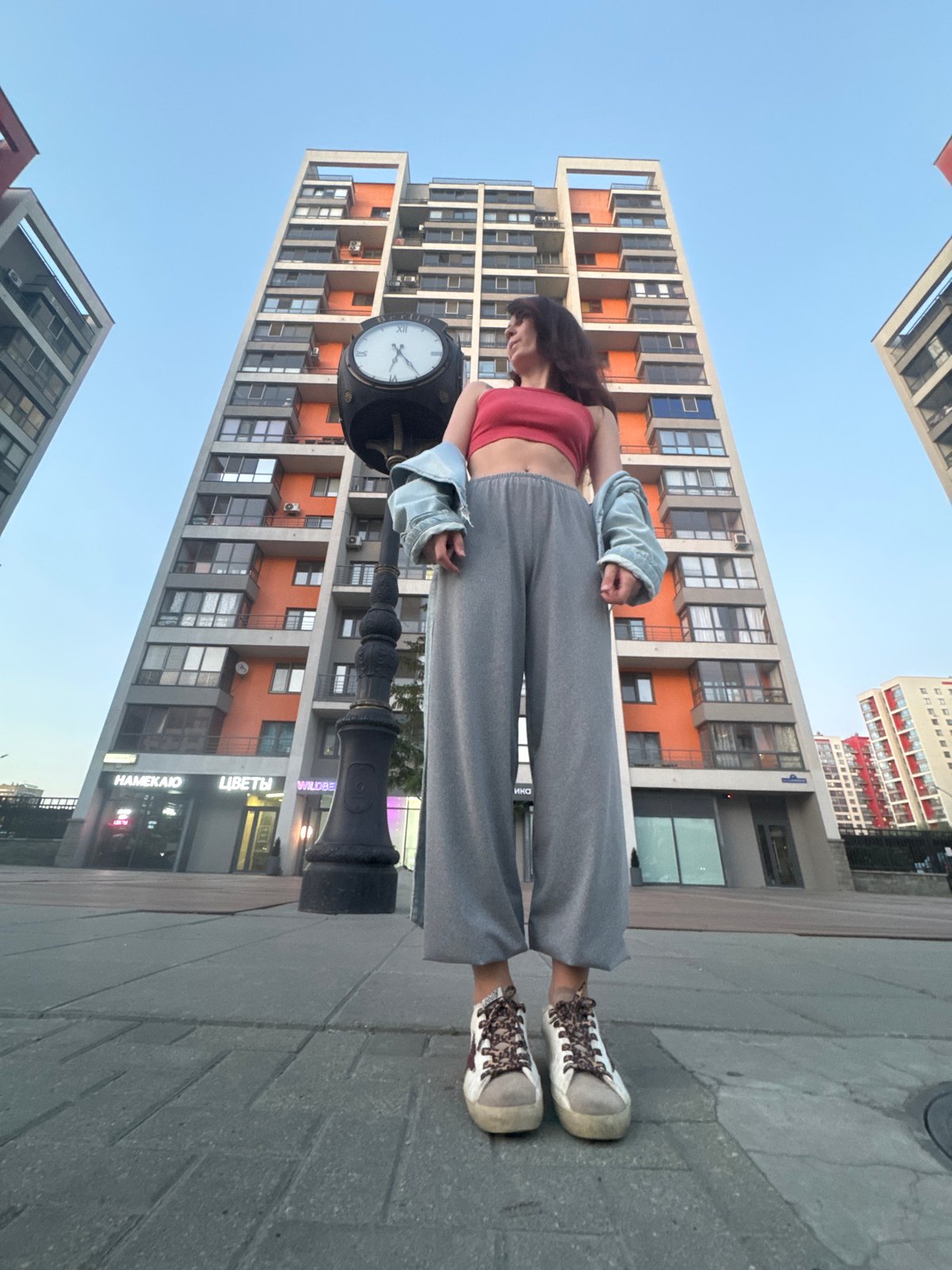 Woman photographed at public square in Tyumen, Russia