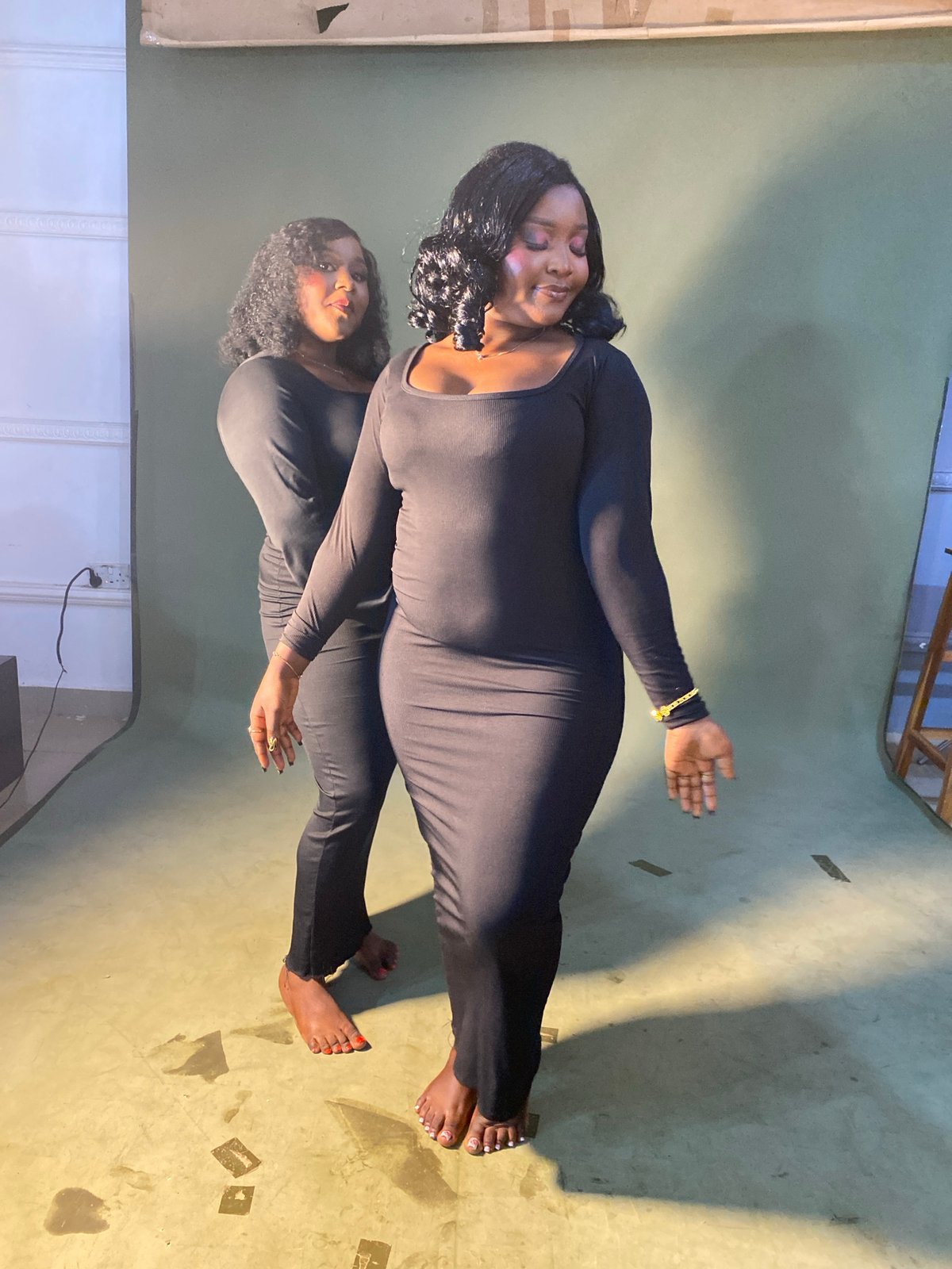 Studio portrait session in Bukuru, Nigeria, black dress theme