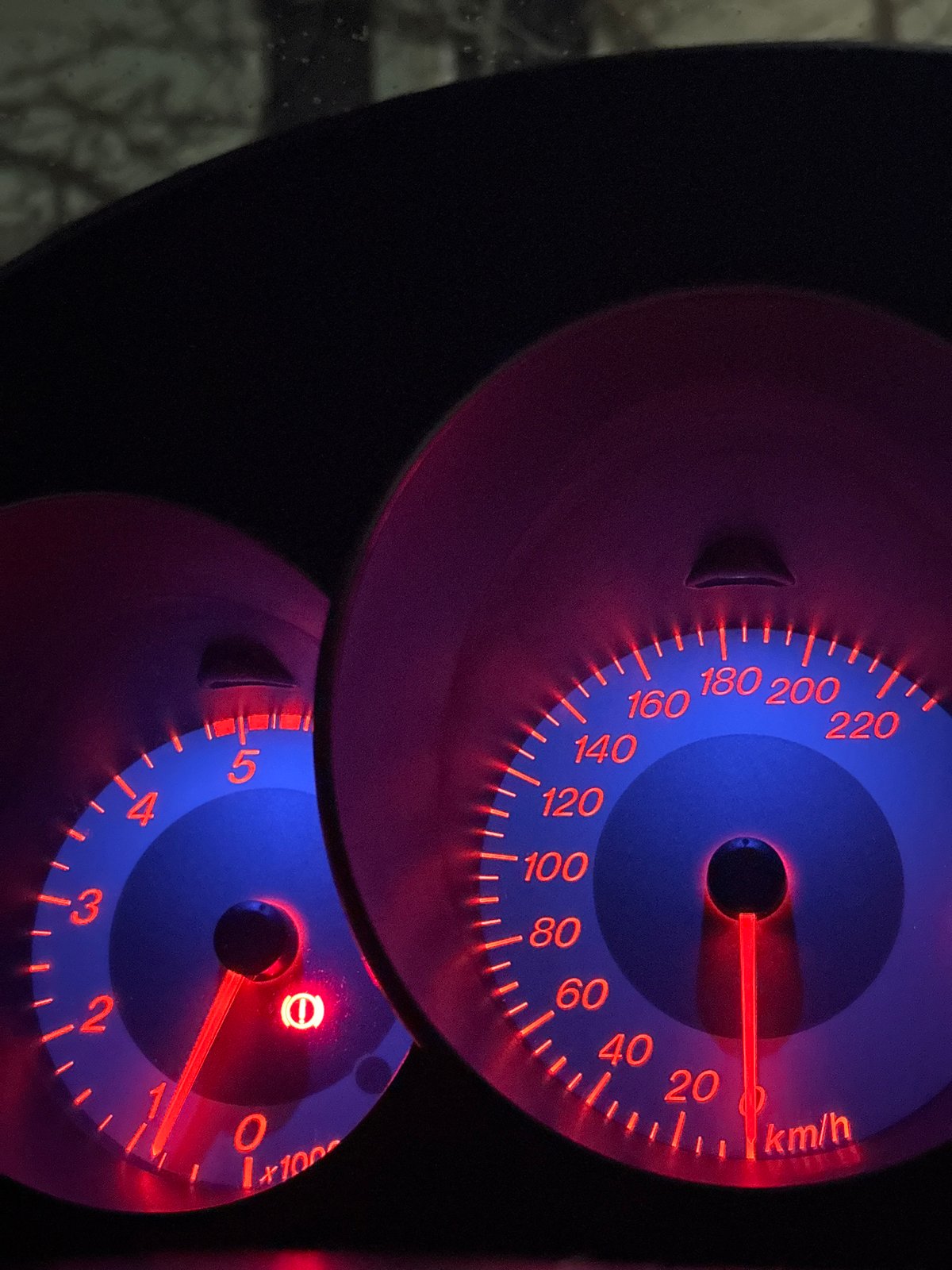 Car dashboard captured showing low speed in Kazanlak Bulgaria