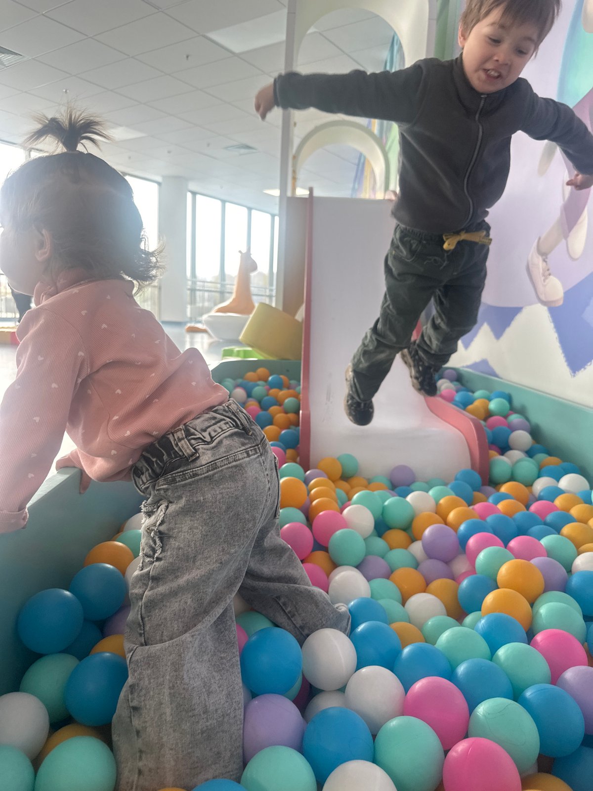 Children play at indoor facility in Khimki, Russia
