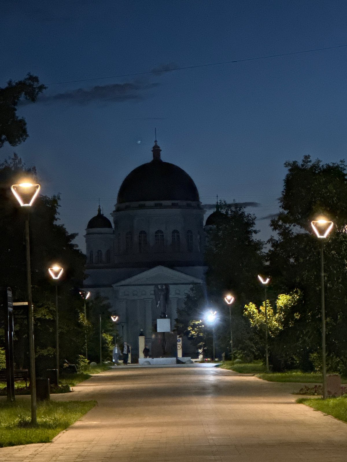 Nizhny Novgorod landmarks lit up on a summer evening