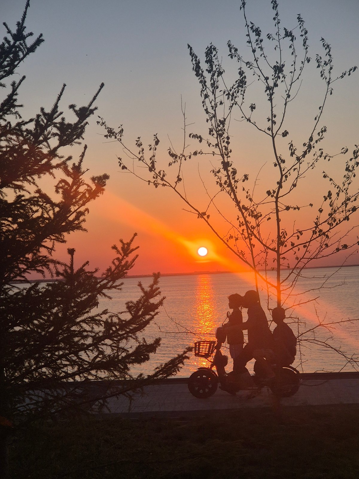 Sunset over a Kokshetau lake, kite in the sky