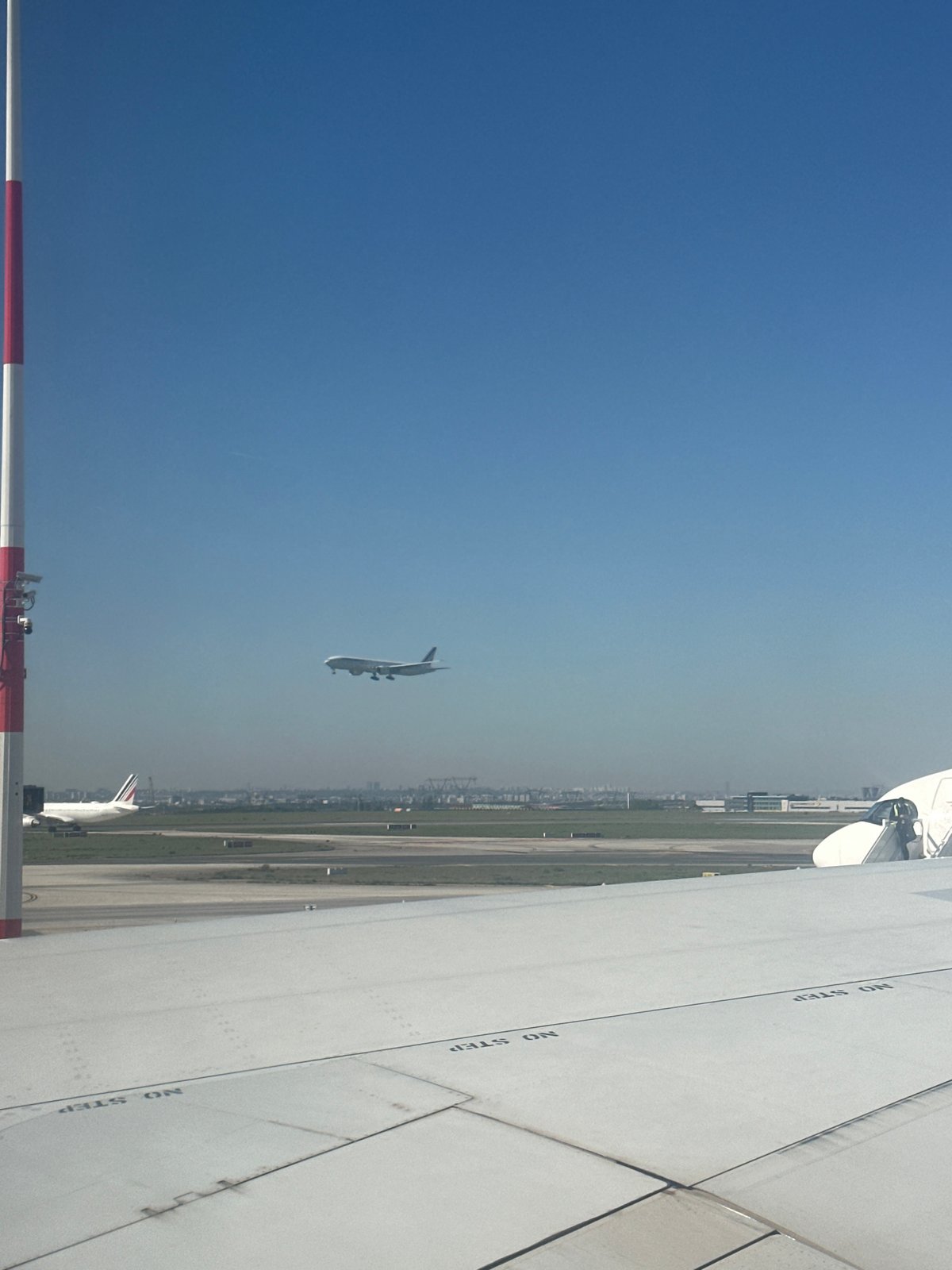 Airport activity captured from aerial view in Tremblay-en-France