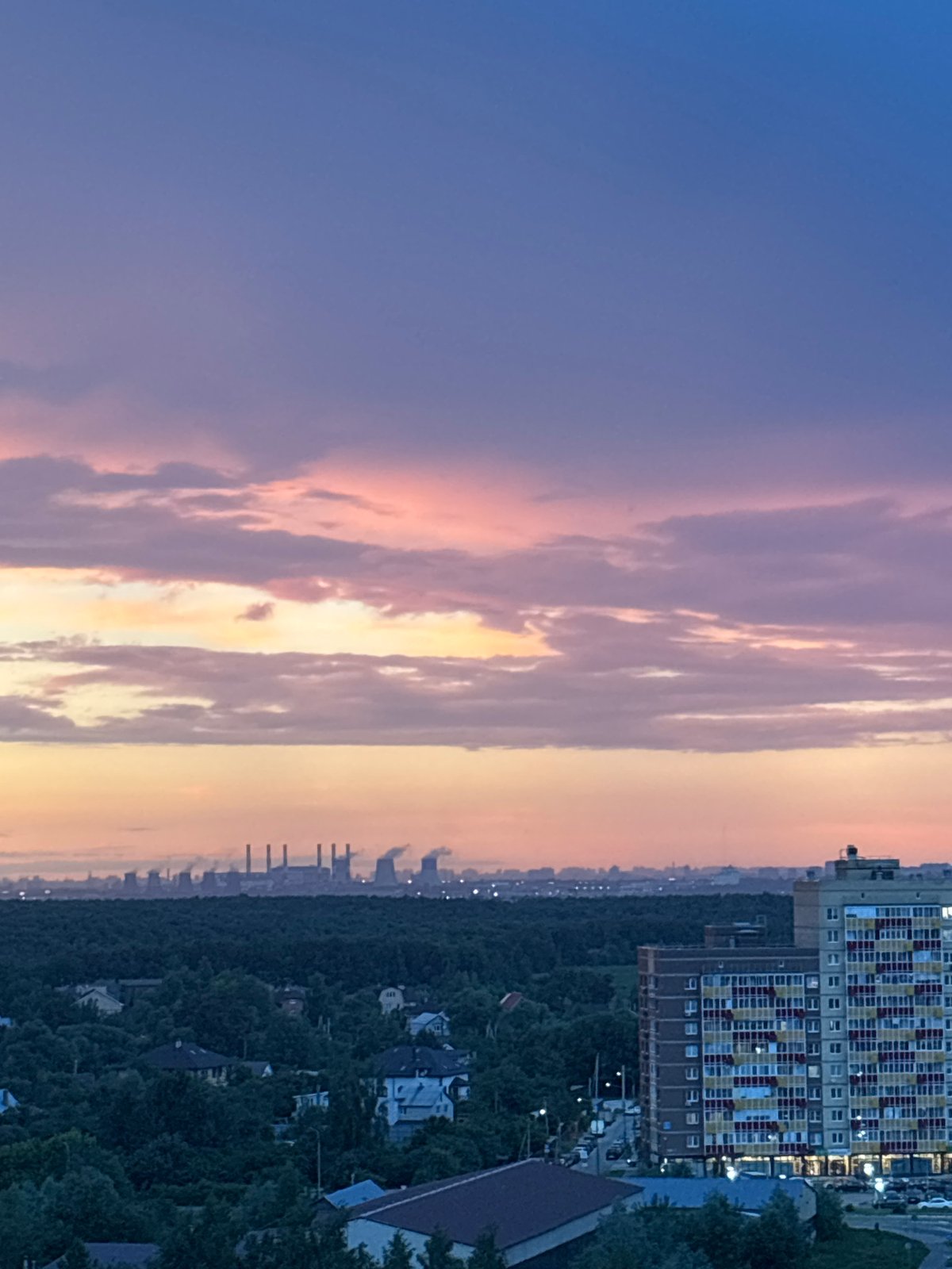Misaylovo suburb catches a vivid summer evening sunset