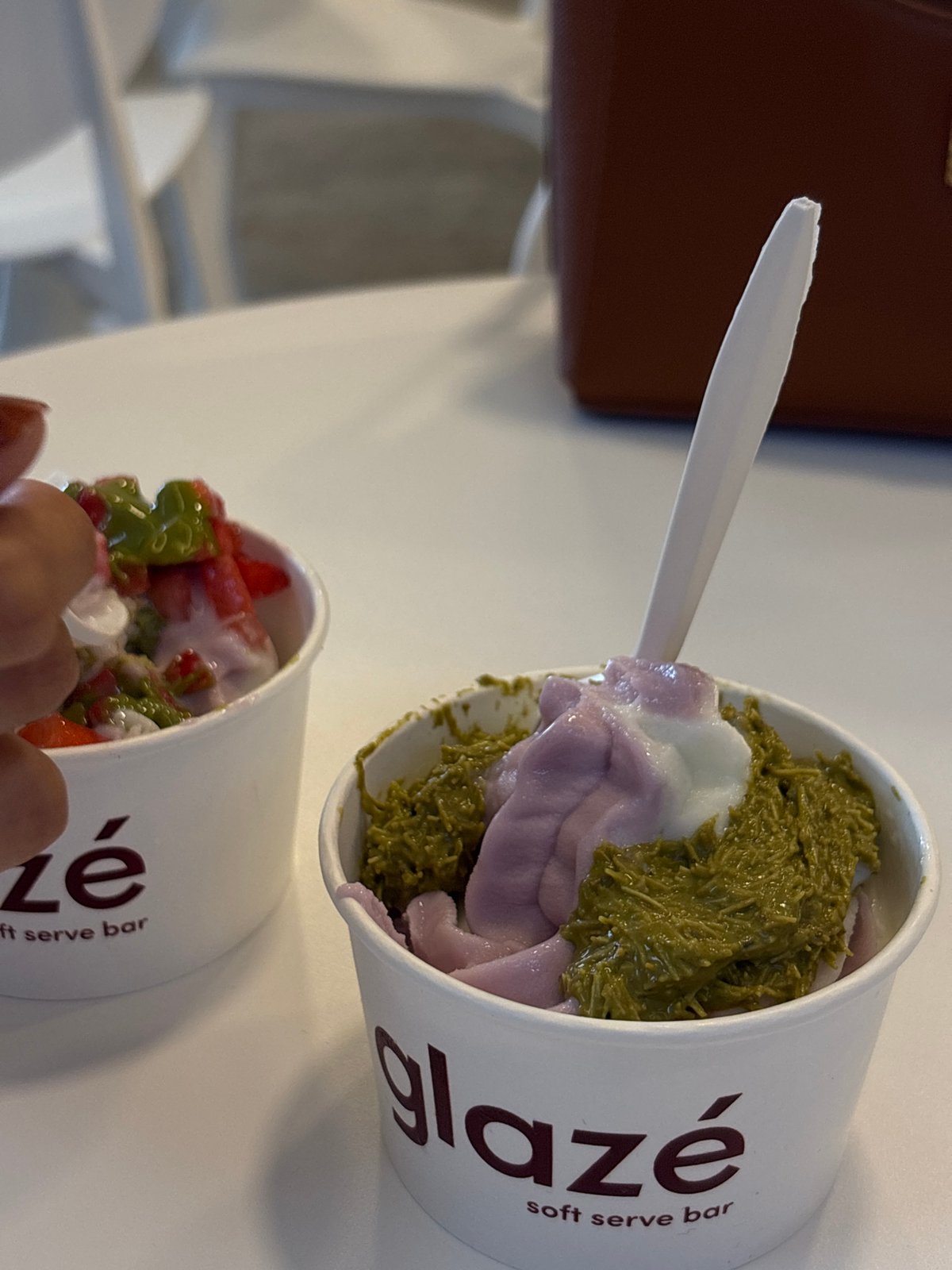 Colorful soft-serve cups at a dessert bar in Boca del Río