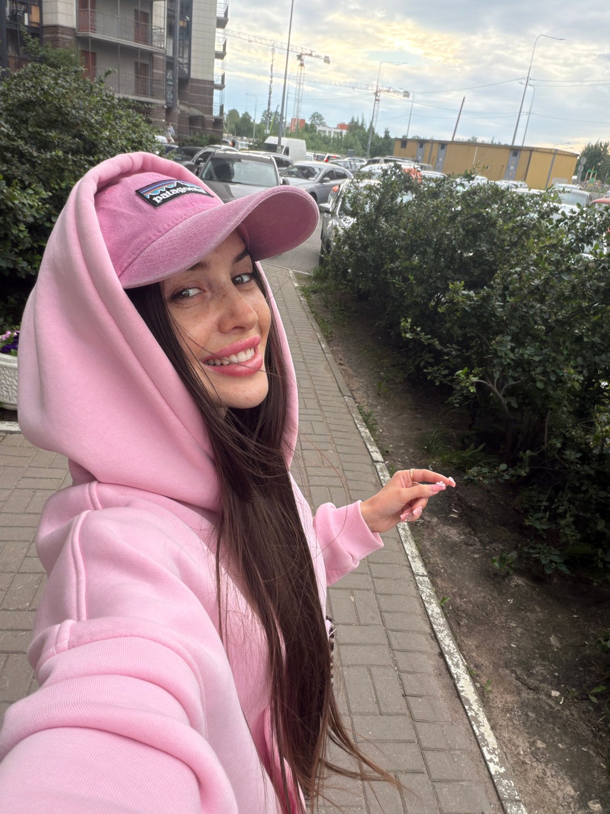 Casual street moments near a Russian apartment block