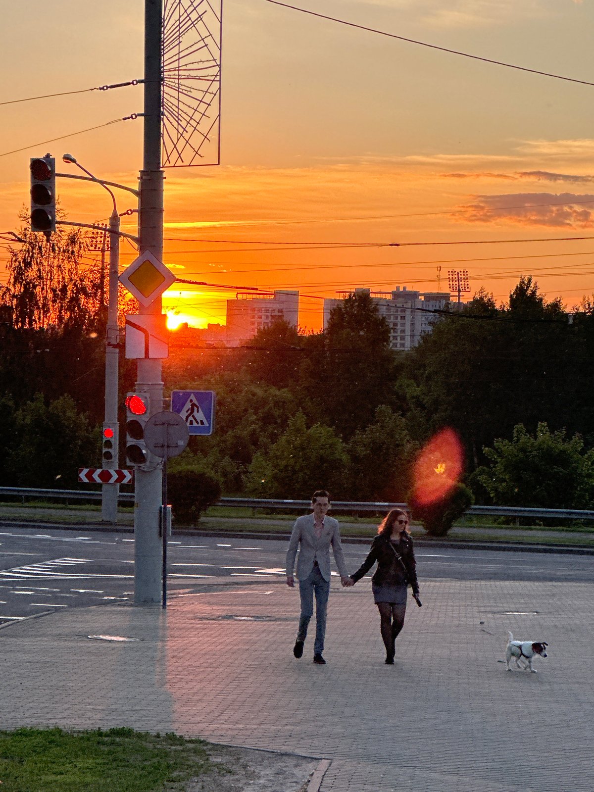 Dramatic sunset documented across multiple Minsk locations during evening hour
