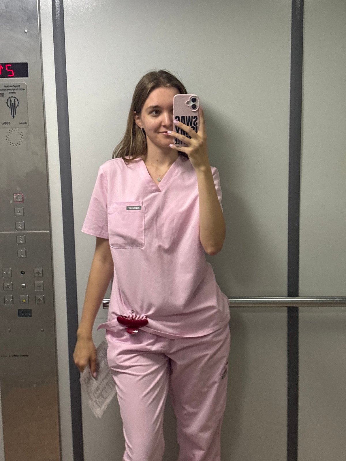 Medical worker takes rotated mirror selfies in Perm