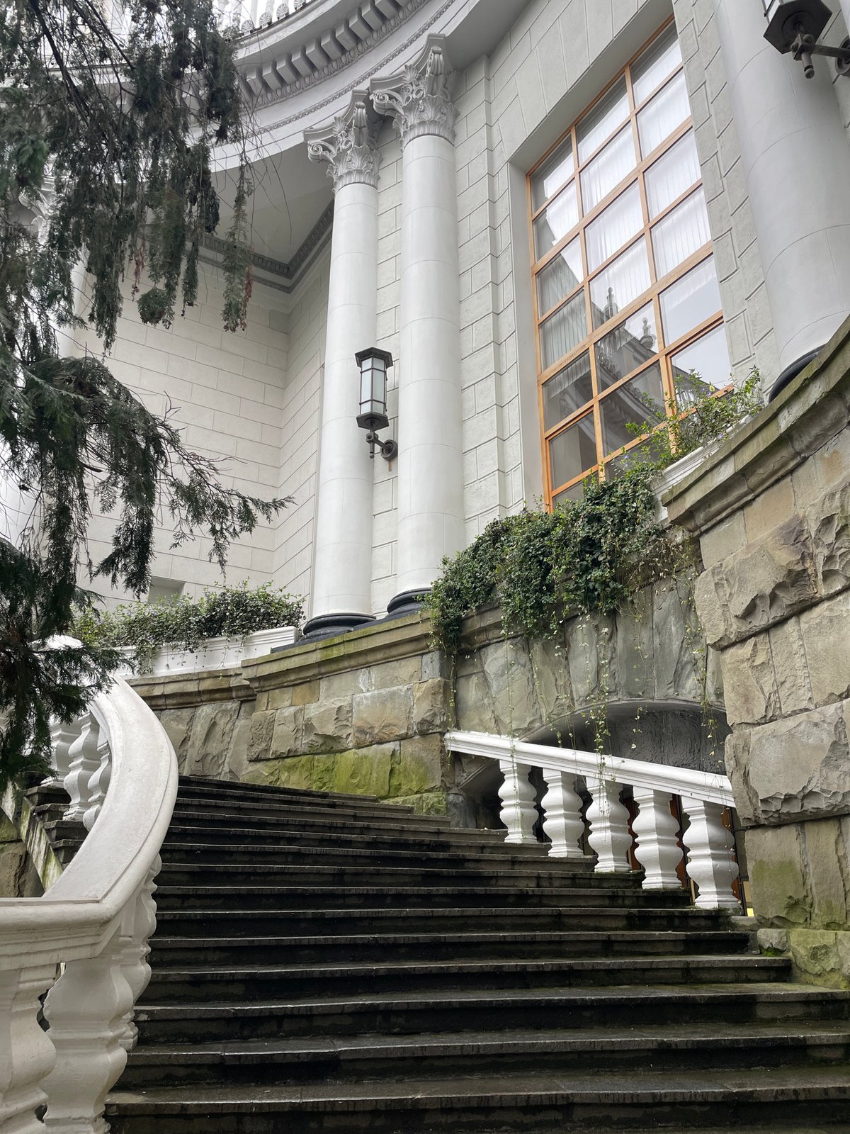 Architectural photography session documents Sochi Train Station classical features