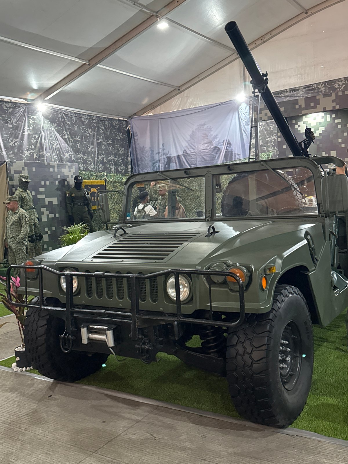 Mexican National Guard vehicles displayed at Puebla exhibition