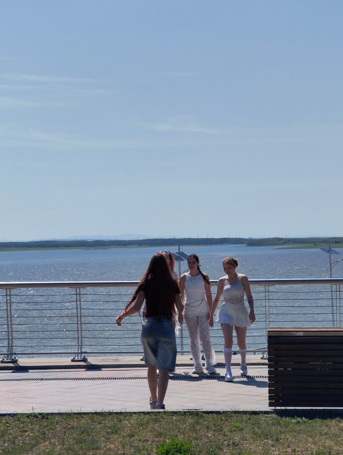 Sunny afternoon at a riverside plaza in Komsomolsk-on-Amur