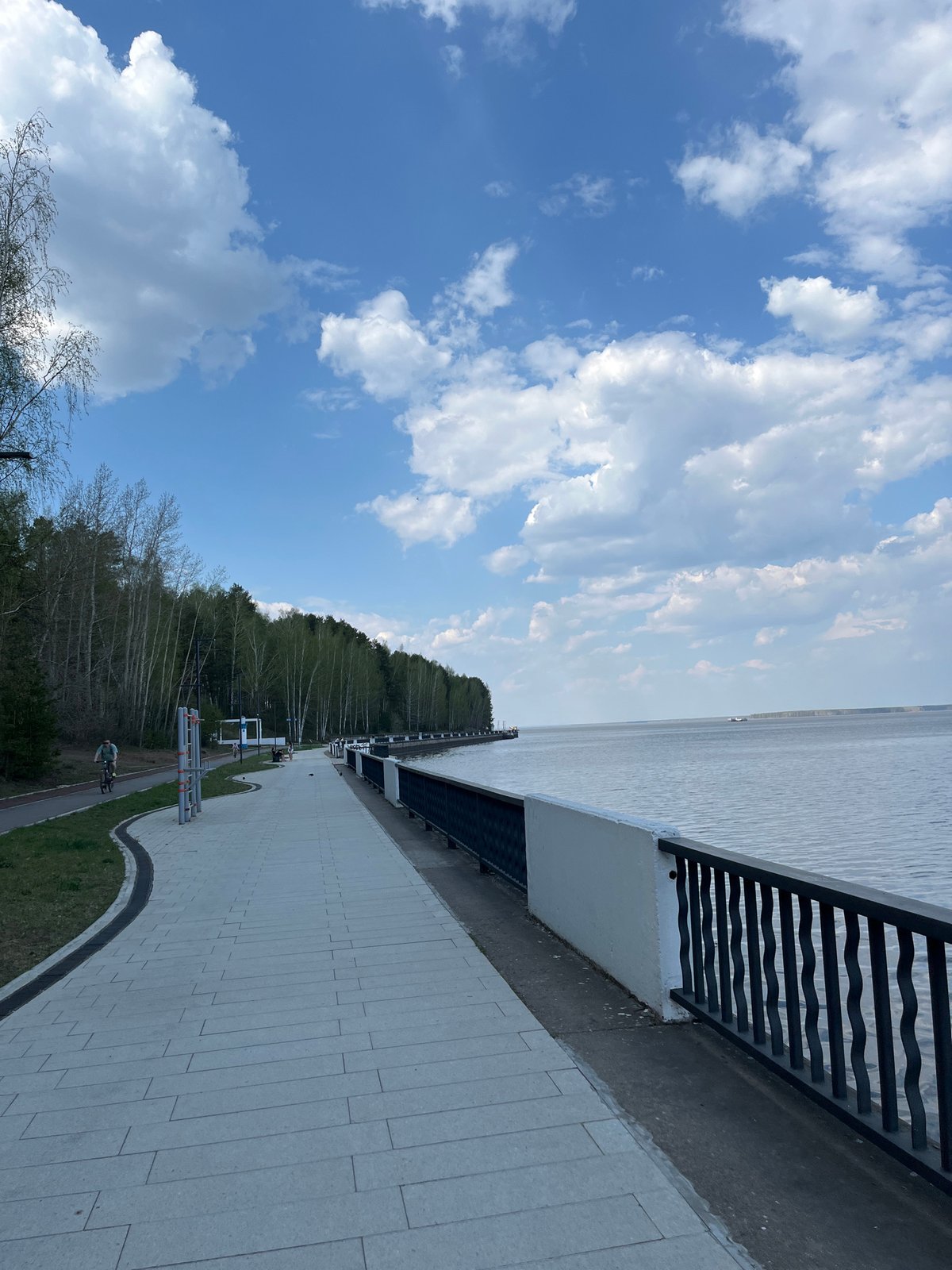 Mother and child enjoy morning outing in Chaikovsky