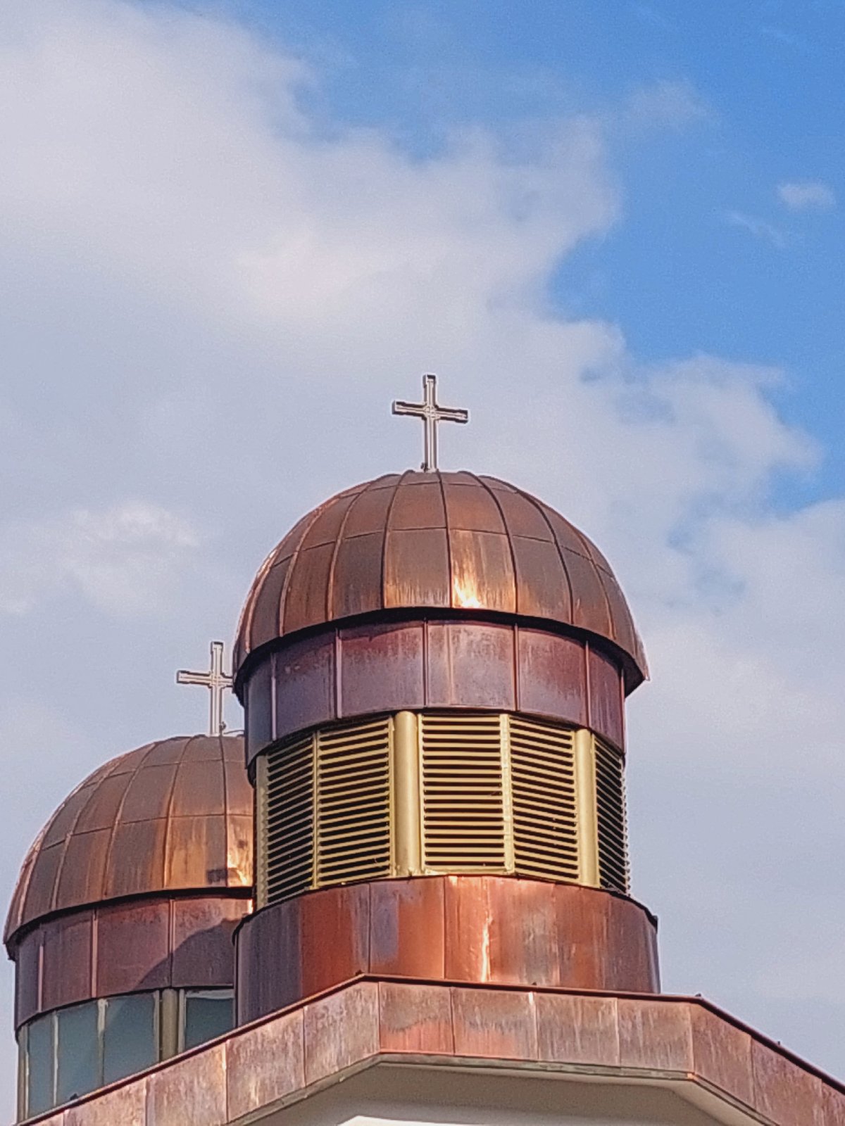Orthodox church domes catch the Sofia sky