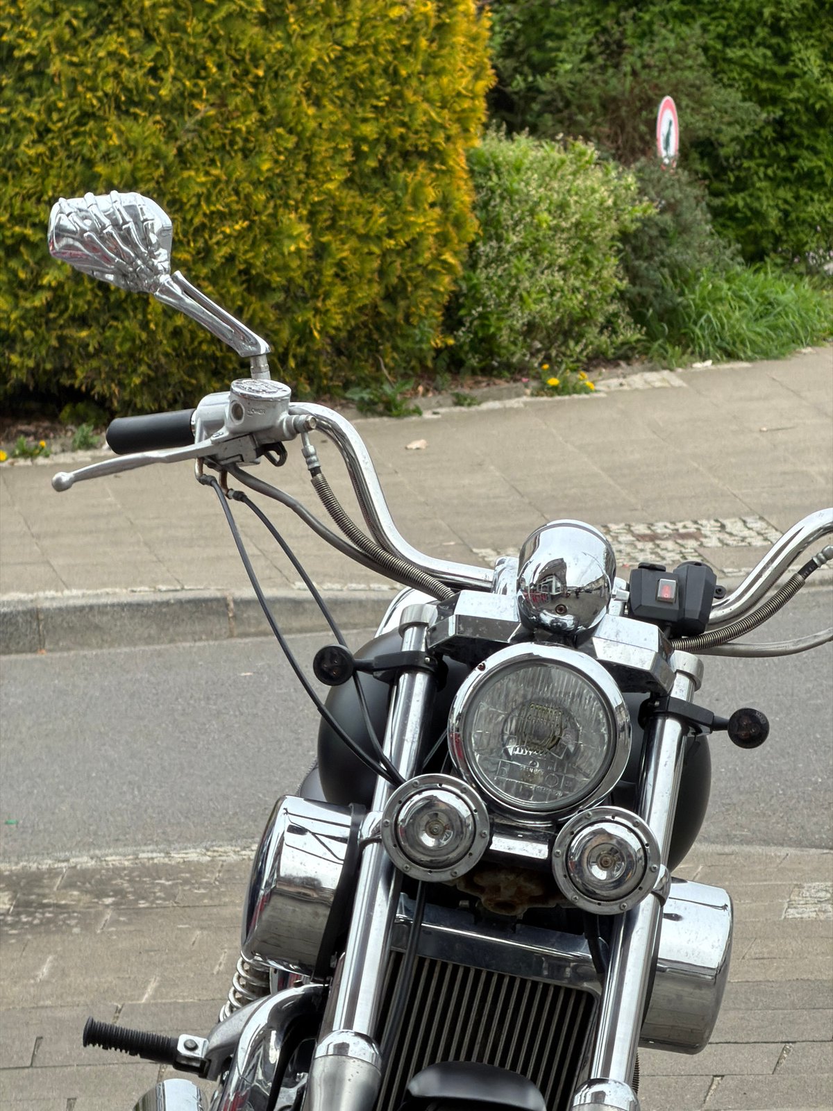 Motorcycles and locomotive display spotted in Luxembourg city
