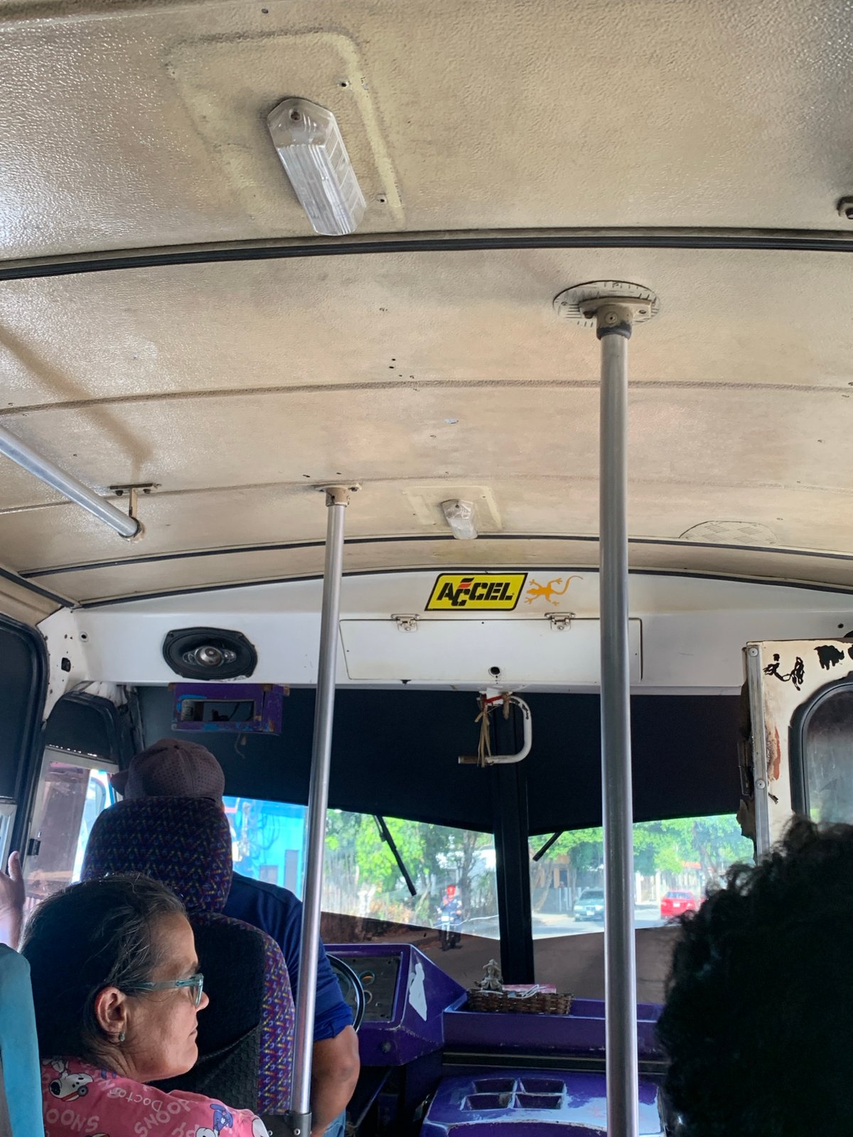 Passenger documents routine bus journey in La Asuncion, Venezuela