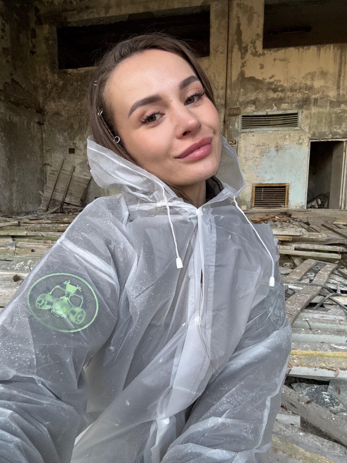 Tourist takes selfies at abandoned Prypiat amusement park