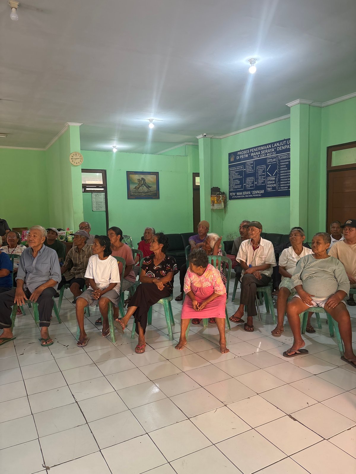Community gathering at a Denpasar care facility, morning 2026