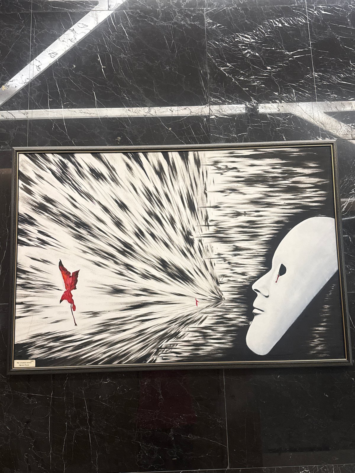 Abstract artwork with geometric patterns observed in Velingrad gallery