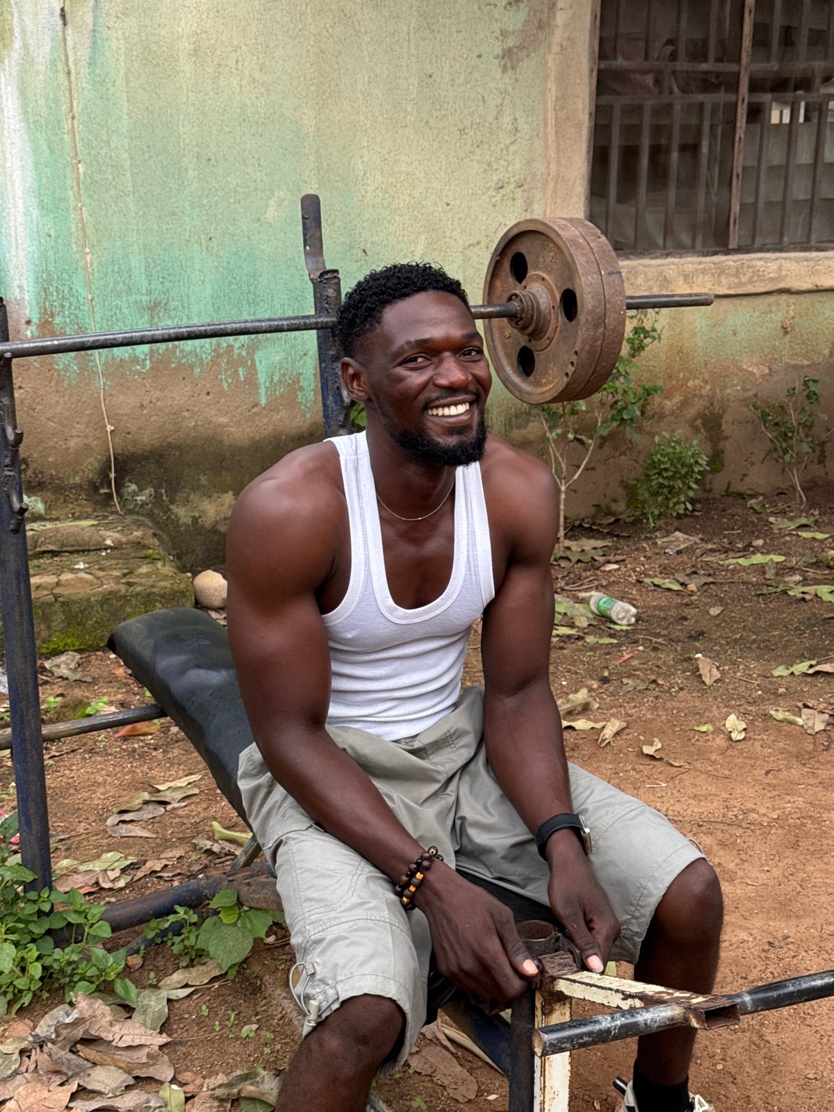 Makeshift outdoor gym, full workout session, Akwanga Nigeria