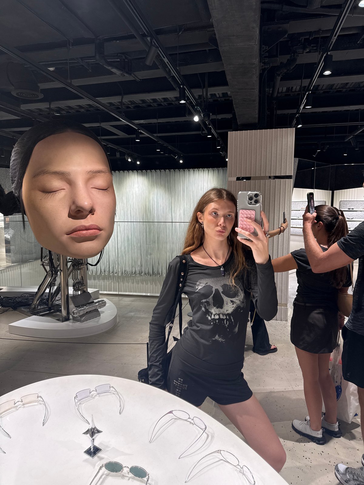 Woman visits Shanghai art gallery featuring hyperrealistic sculptures