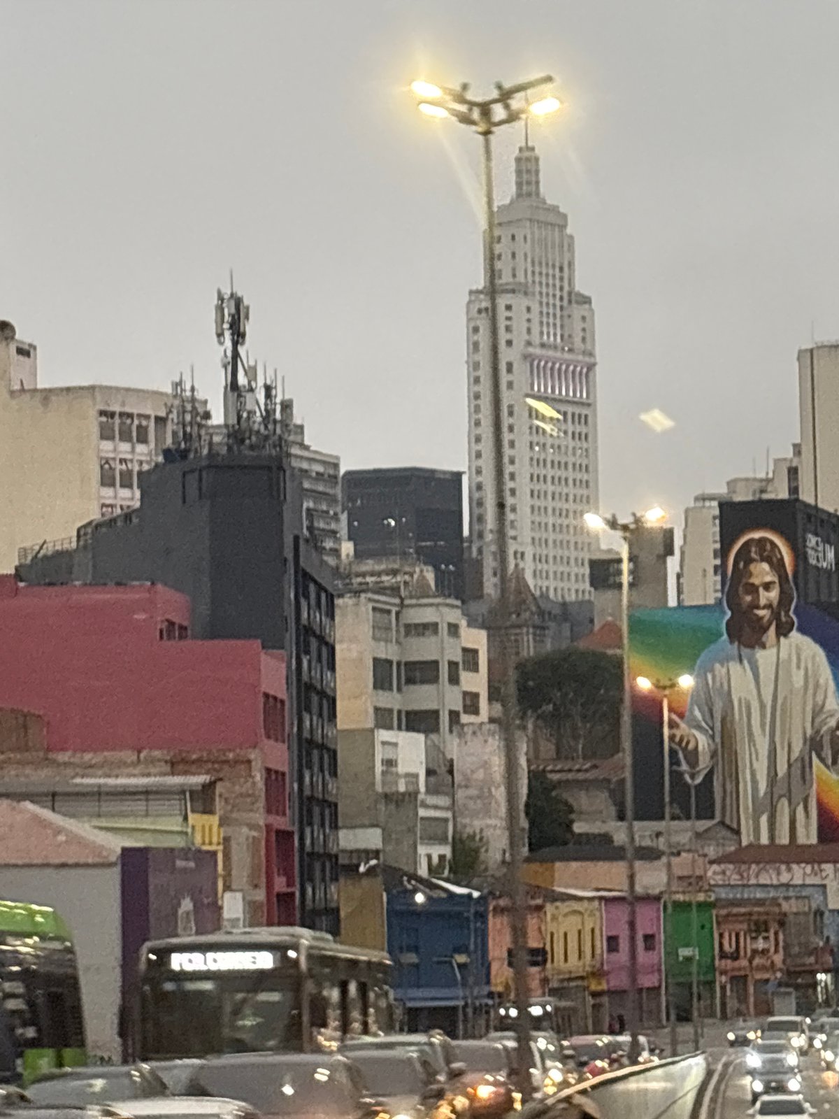 Street-level snapshots around downtown São Paulo, evening.