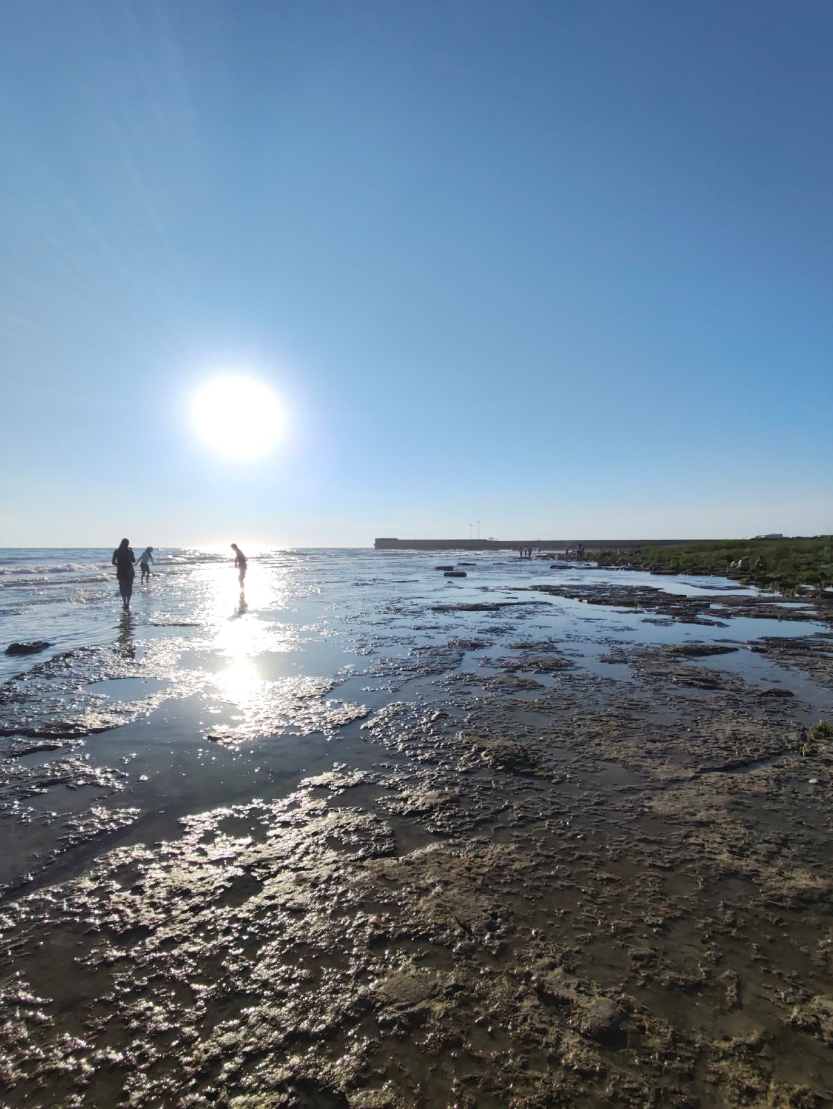 Caspian Sea coastline in Aktau on a sunny afternoon