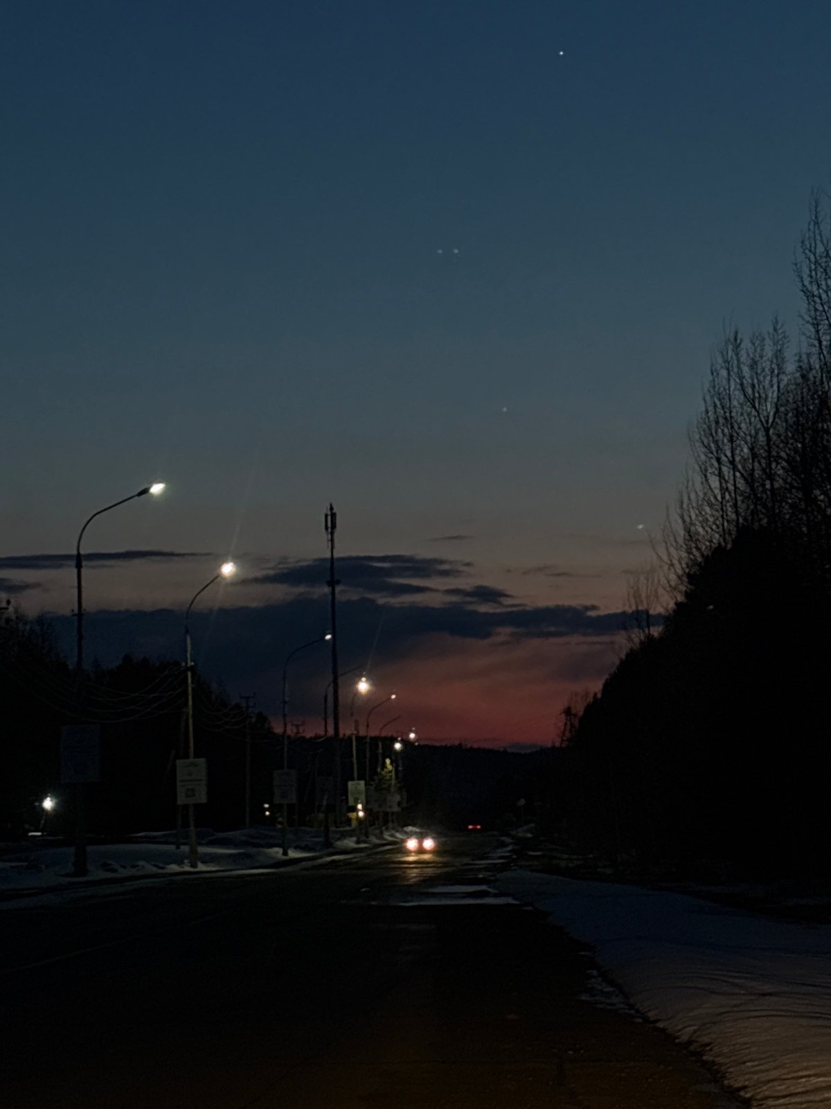 Twilight sky gradient photographed in Ust-Ilimsk, Russia