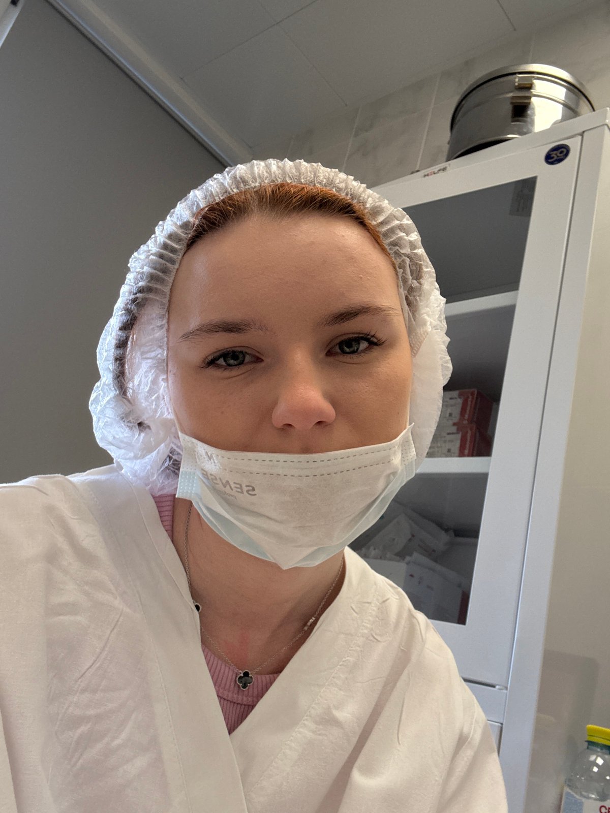 Medical worker documented in surgical attire at Saint Petersburg clinic