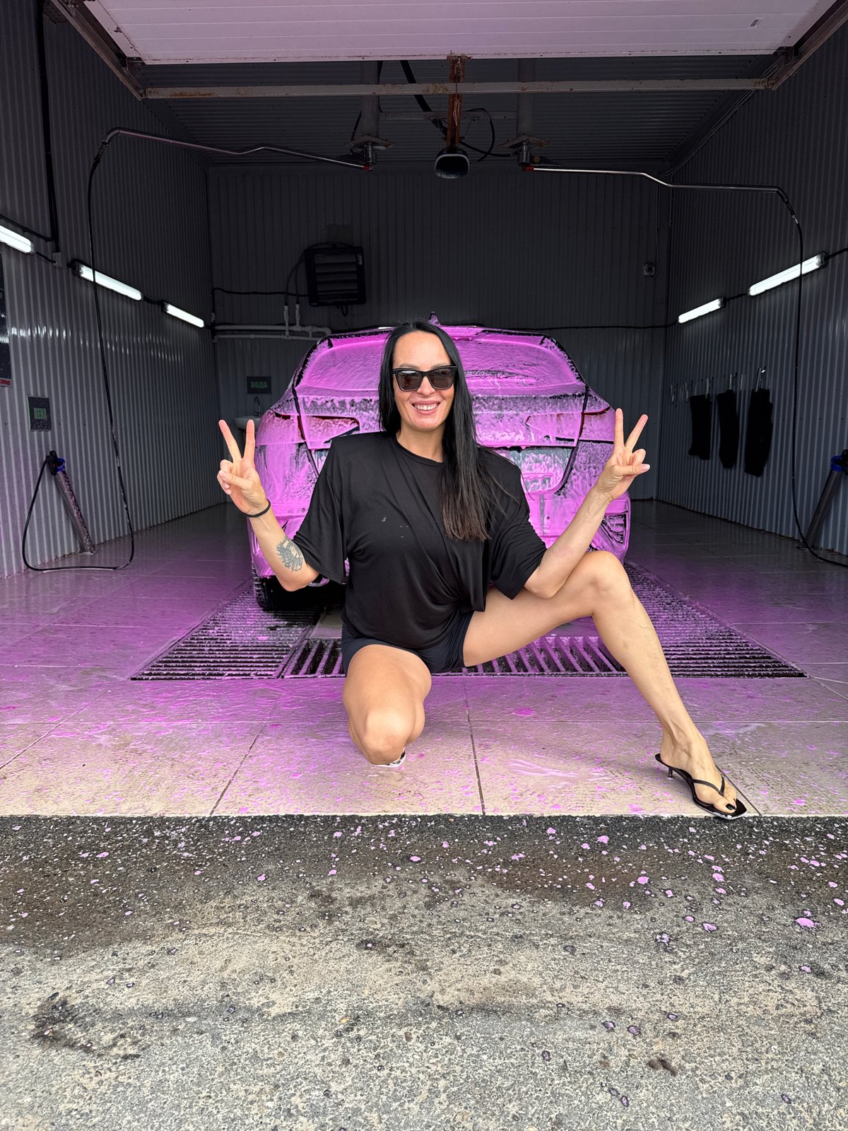 Pink foam and selfies at a Chaikovsky self-service car wash