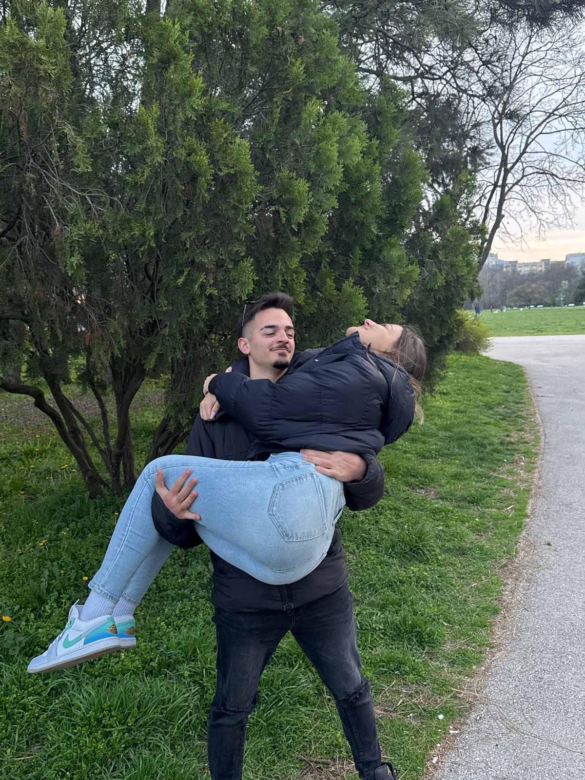 Couple spotted embracing, walking together in Sofia park
