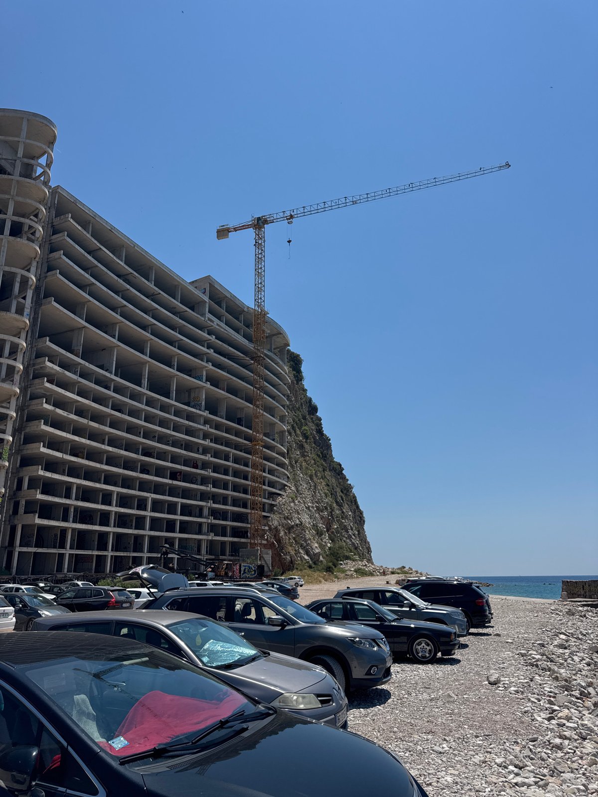 Rocky Adriatic beaches and clear skies along the Montenegro coast