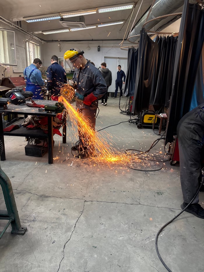 Metalworker operates equipment at training facility in Burgas