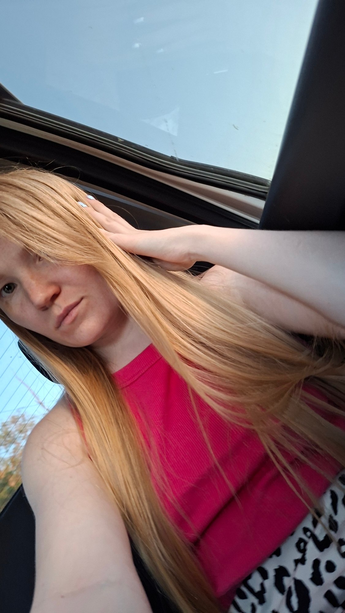 Woman photographed in vehicle in Большой Букор, Russia