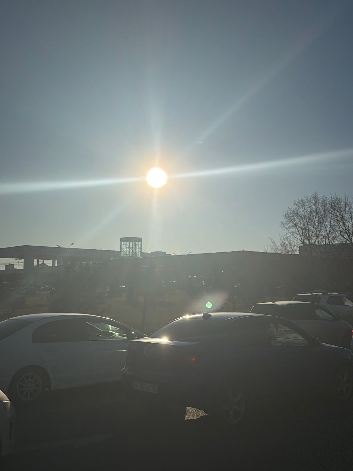 Sunny morning documented at Krasnoyarsk bus stop