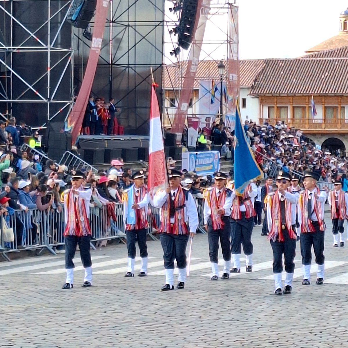 Parade and procession fill Cusco's Plaza de Armas