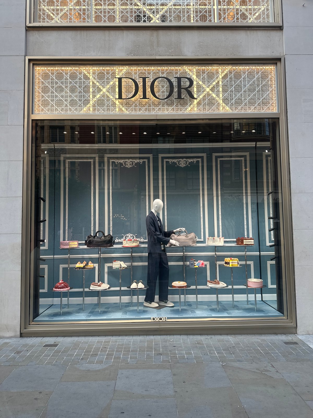 Knightsbridge luxury retail strip on a summer afternoon