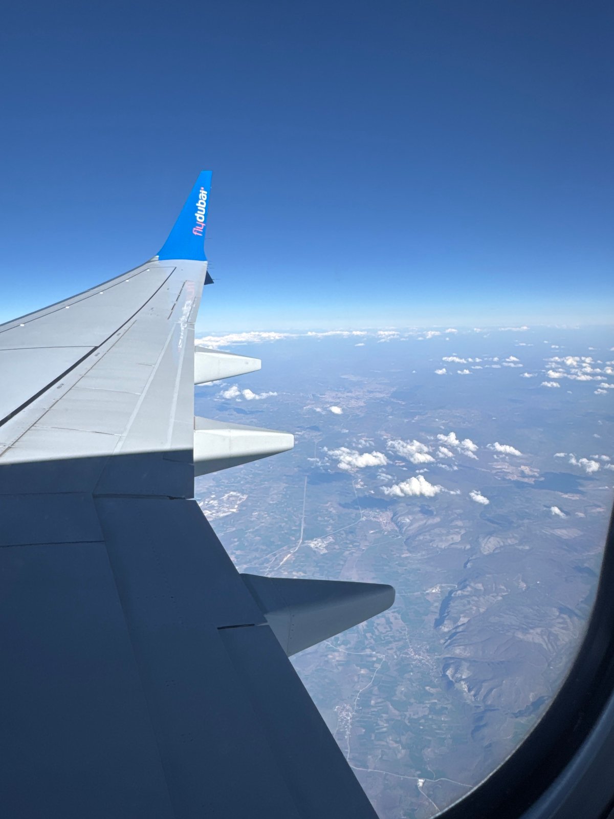 flydubai flight captured in aerial view near Burgas