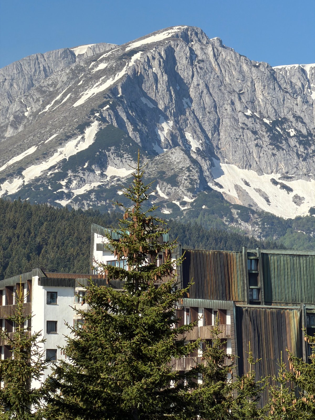 Morning mountain views captured in Žabljak, Montenegro residential area