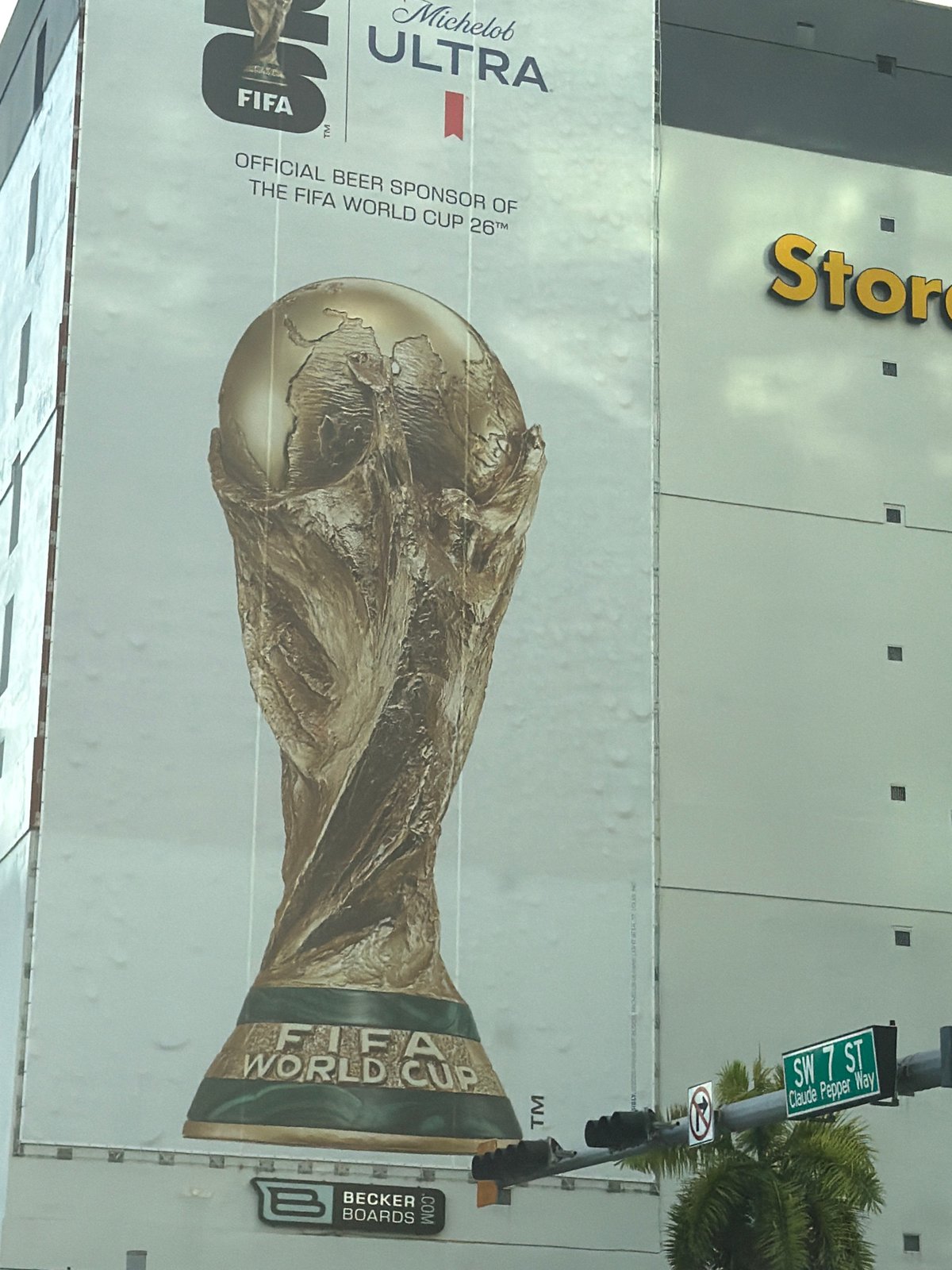Downtown Miami streets, World Cup billboards, and bold architecture