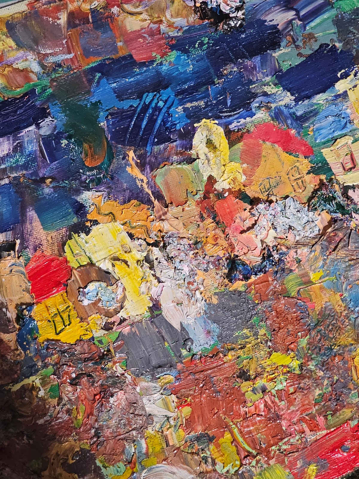 Abstract painting with thick brushstrokes observed in Plovdiv