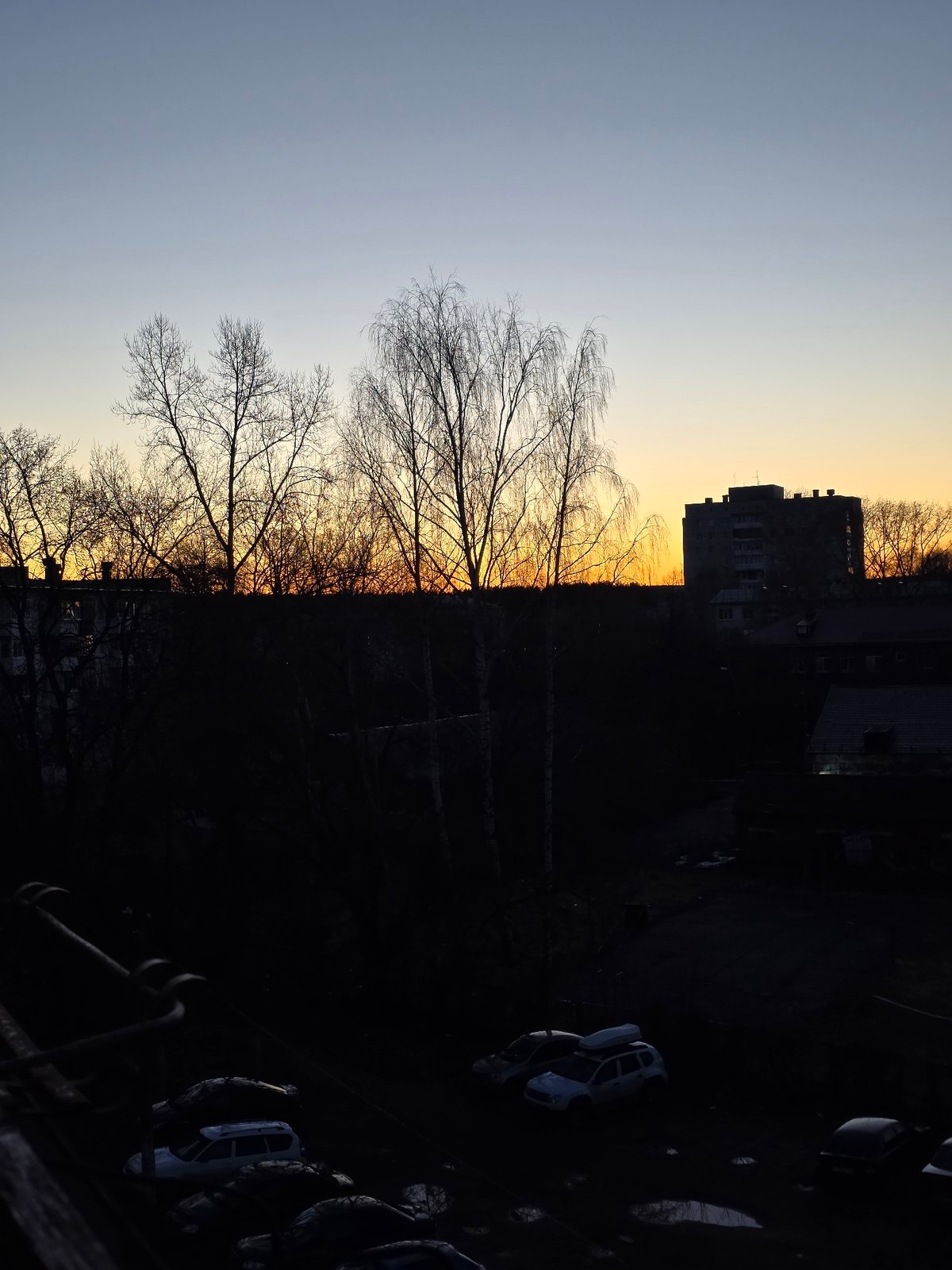 Dusk twilight colors observed over Chaikovsky, Russia
