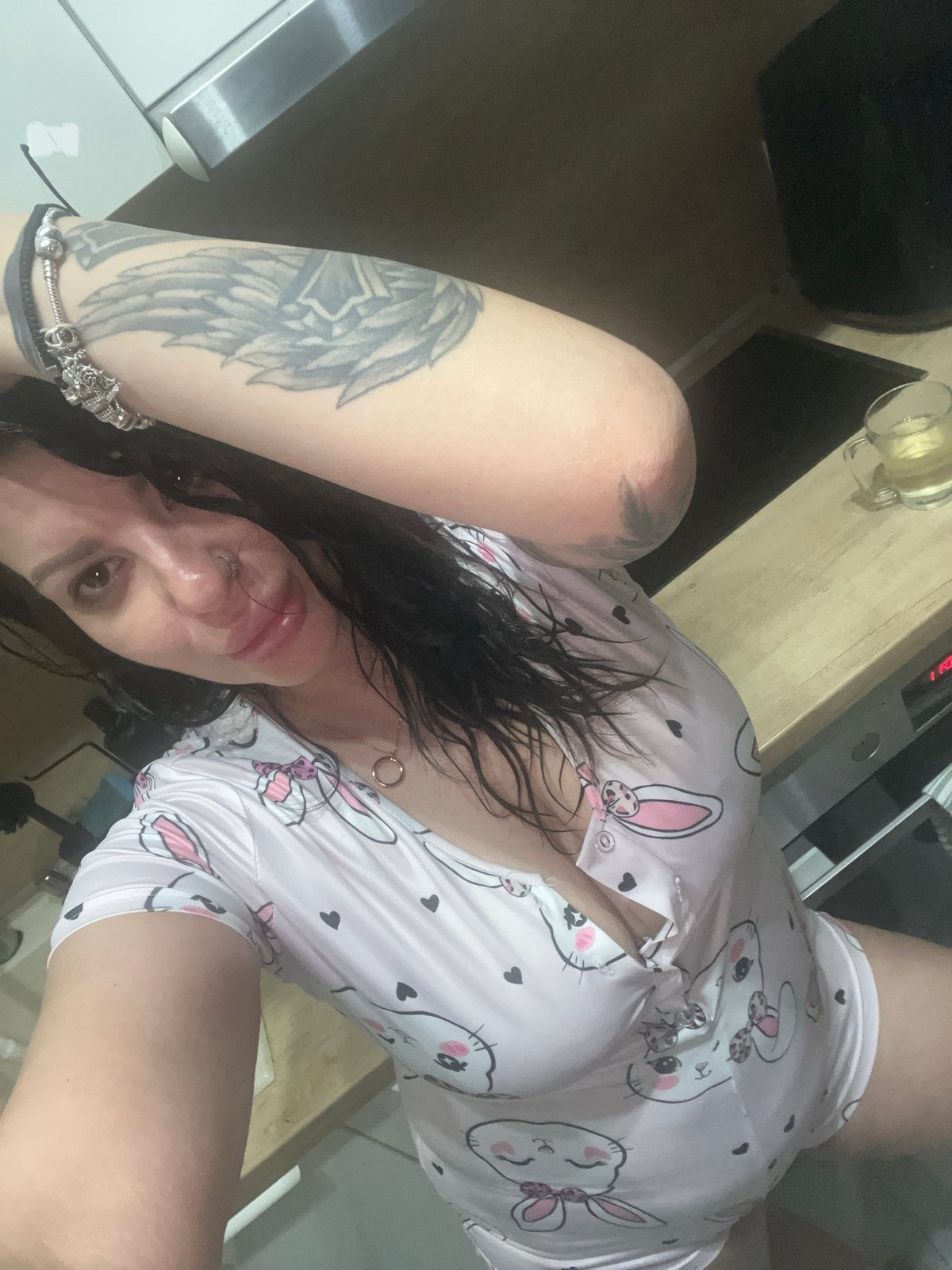 Tattooed woman spotted in kitchen, Plovdiv Bulgaria