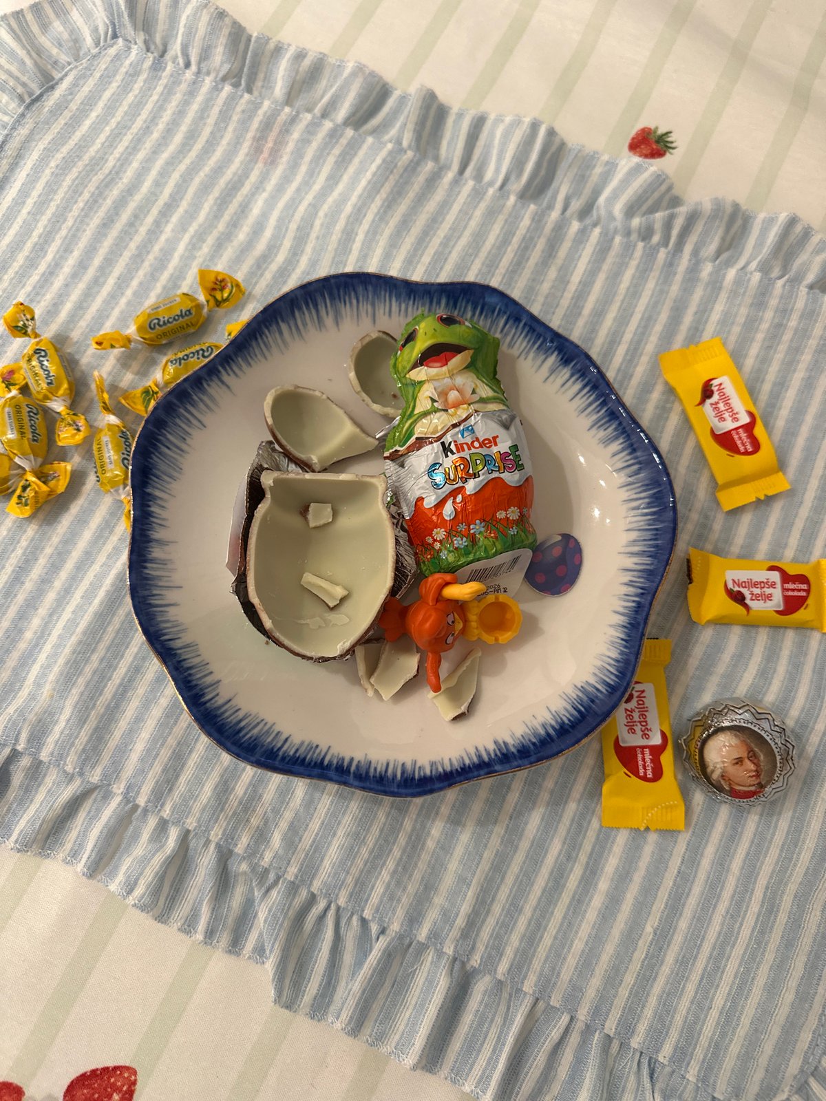 Morning snack session with Kinder eggs in Bar, Montenegro