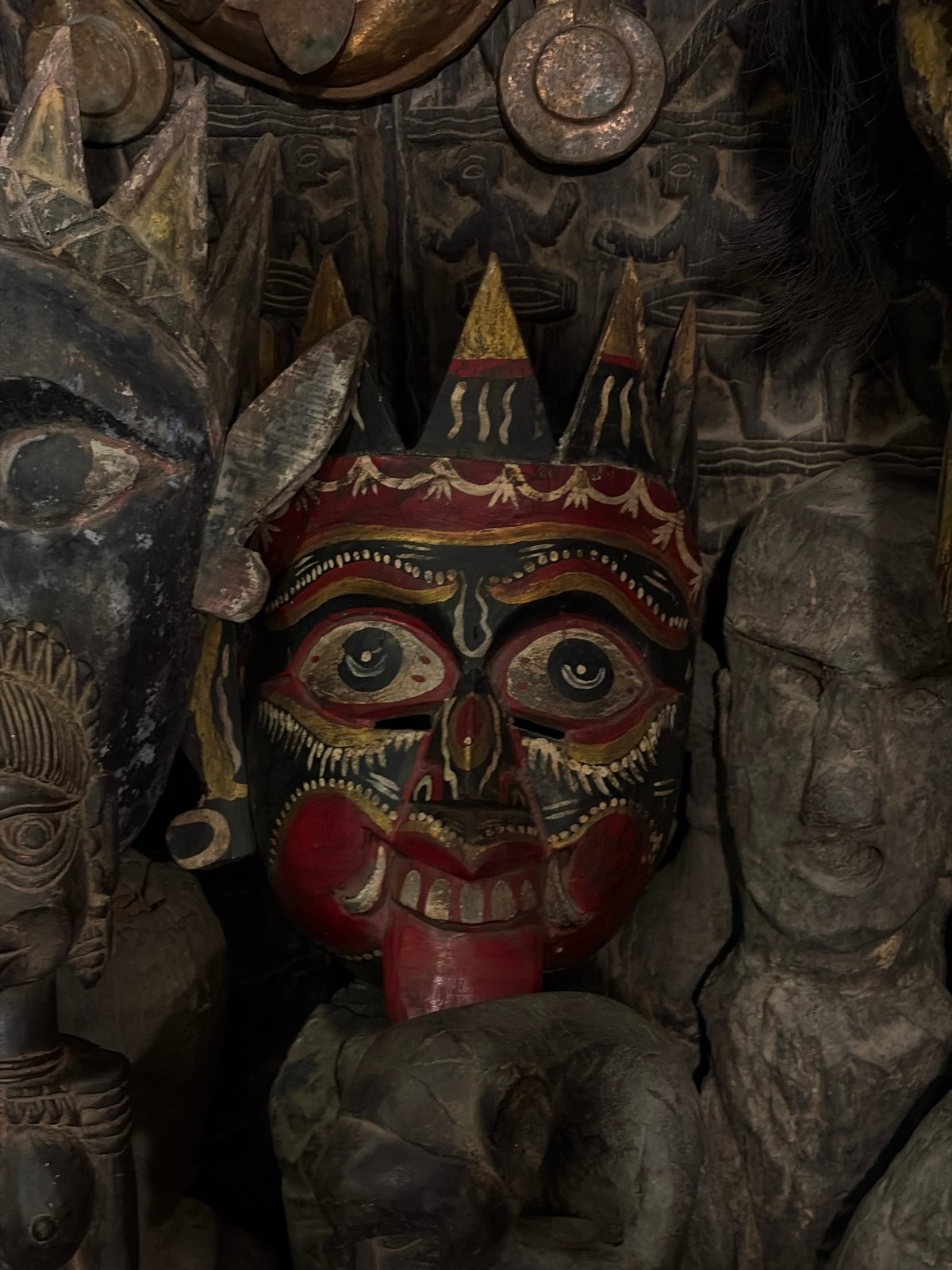 Traditional Nepali crafts documented in Kathmandu market display