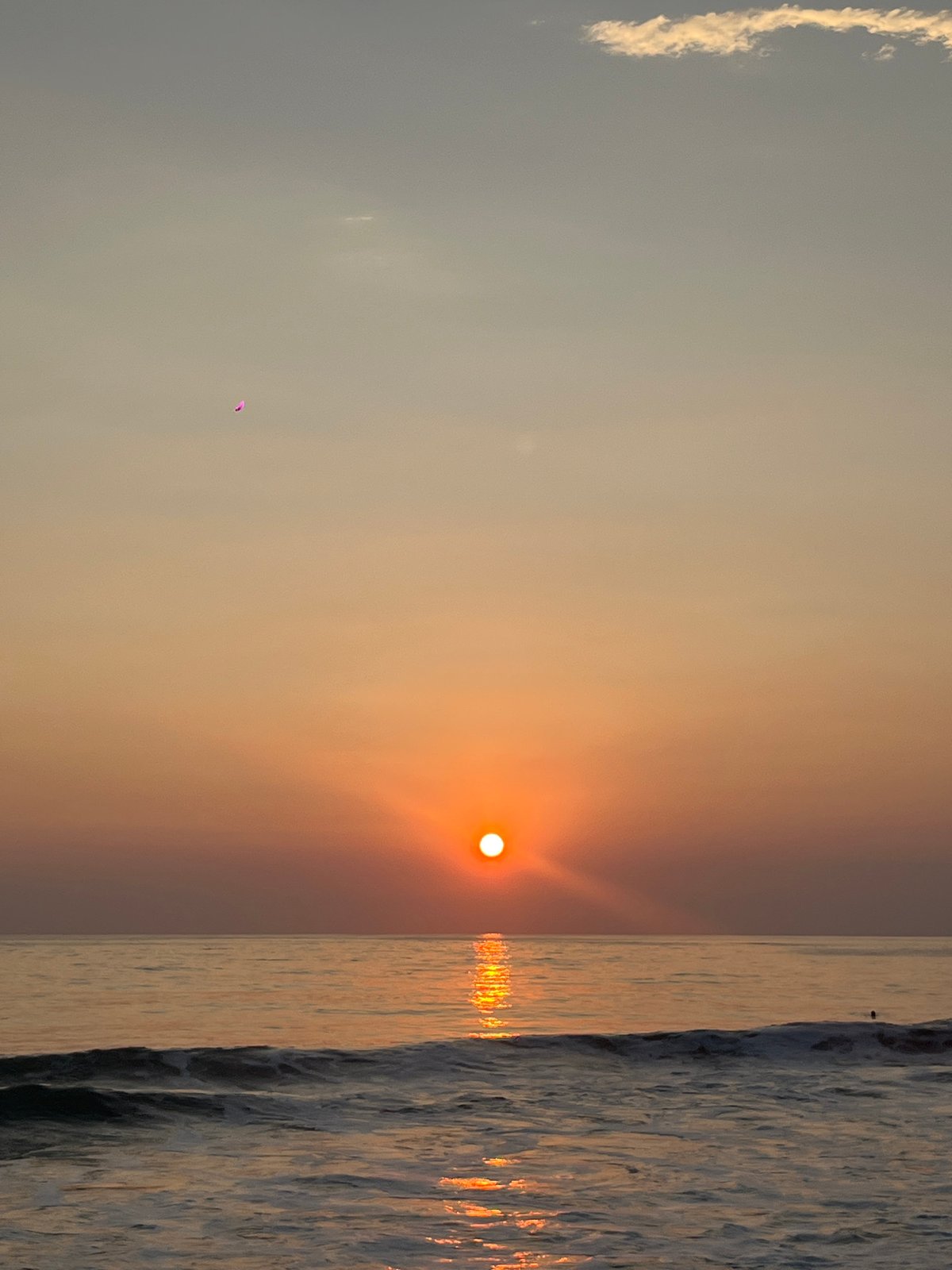 Sunset observed over ocean at Brisas de Zicatela, Mexico
