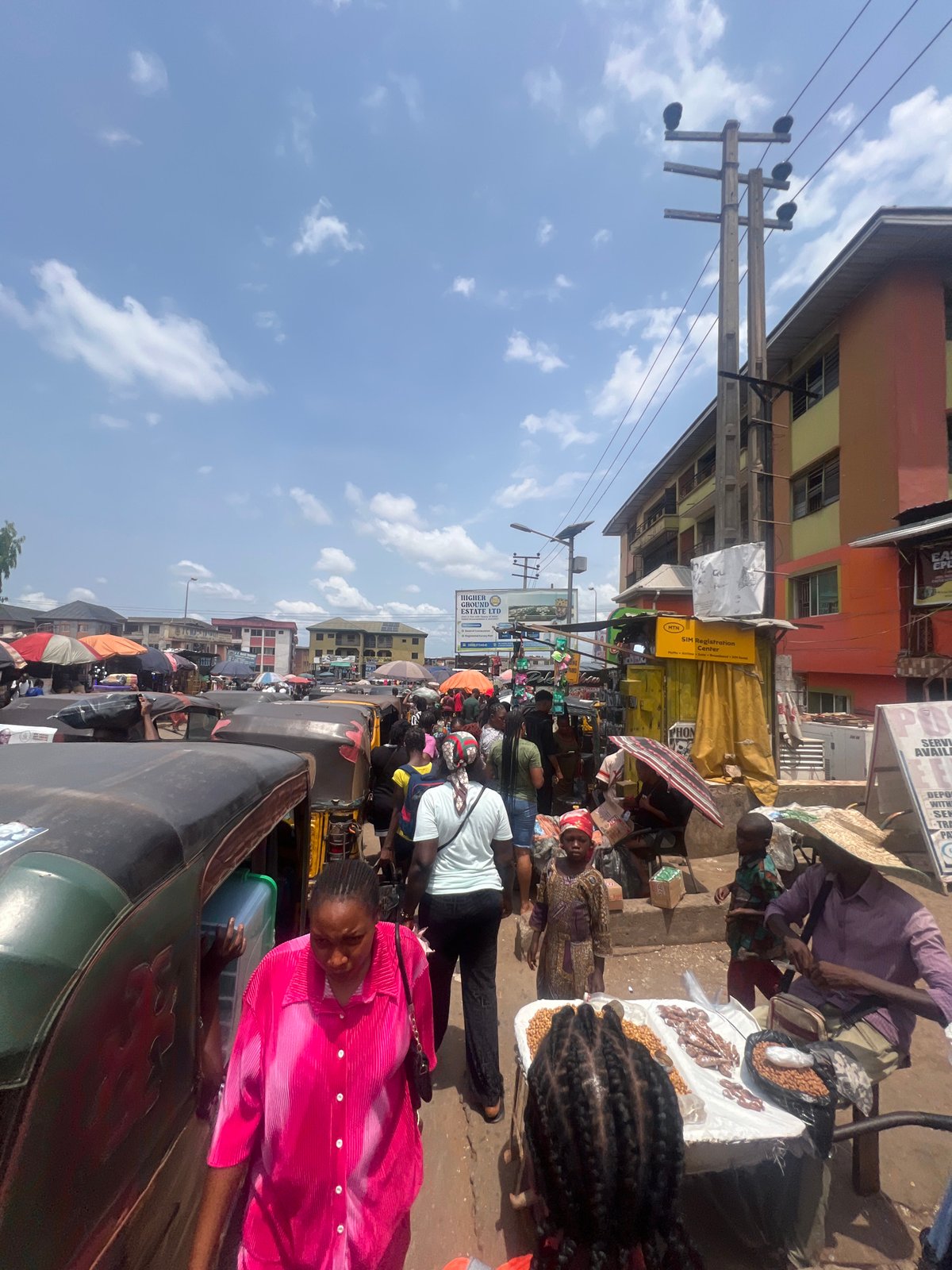 Morning street market activity documented across Onitsha, Nigeria