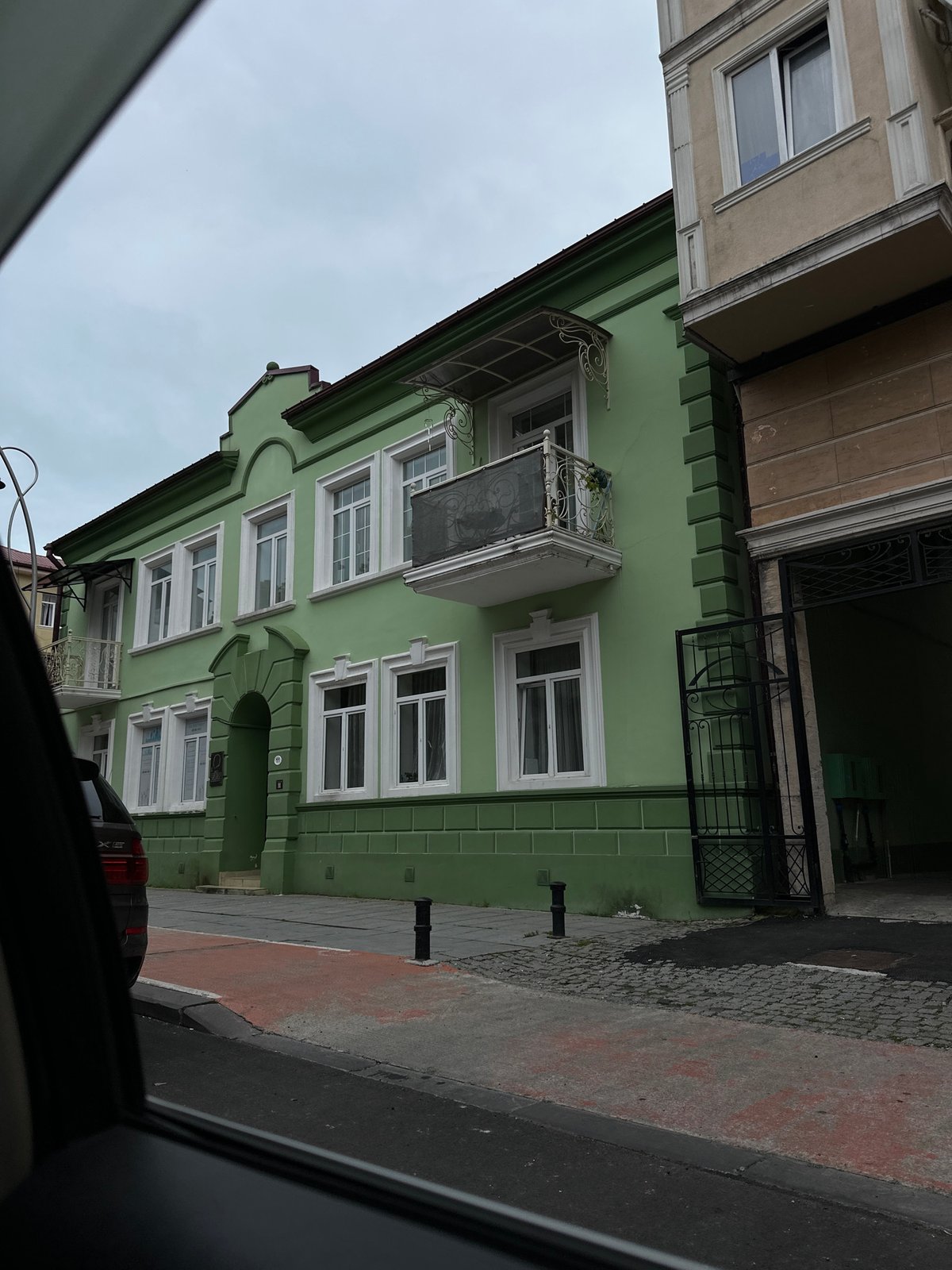 Street scenes captured during vehicle journey through Batumi, Georgia